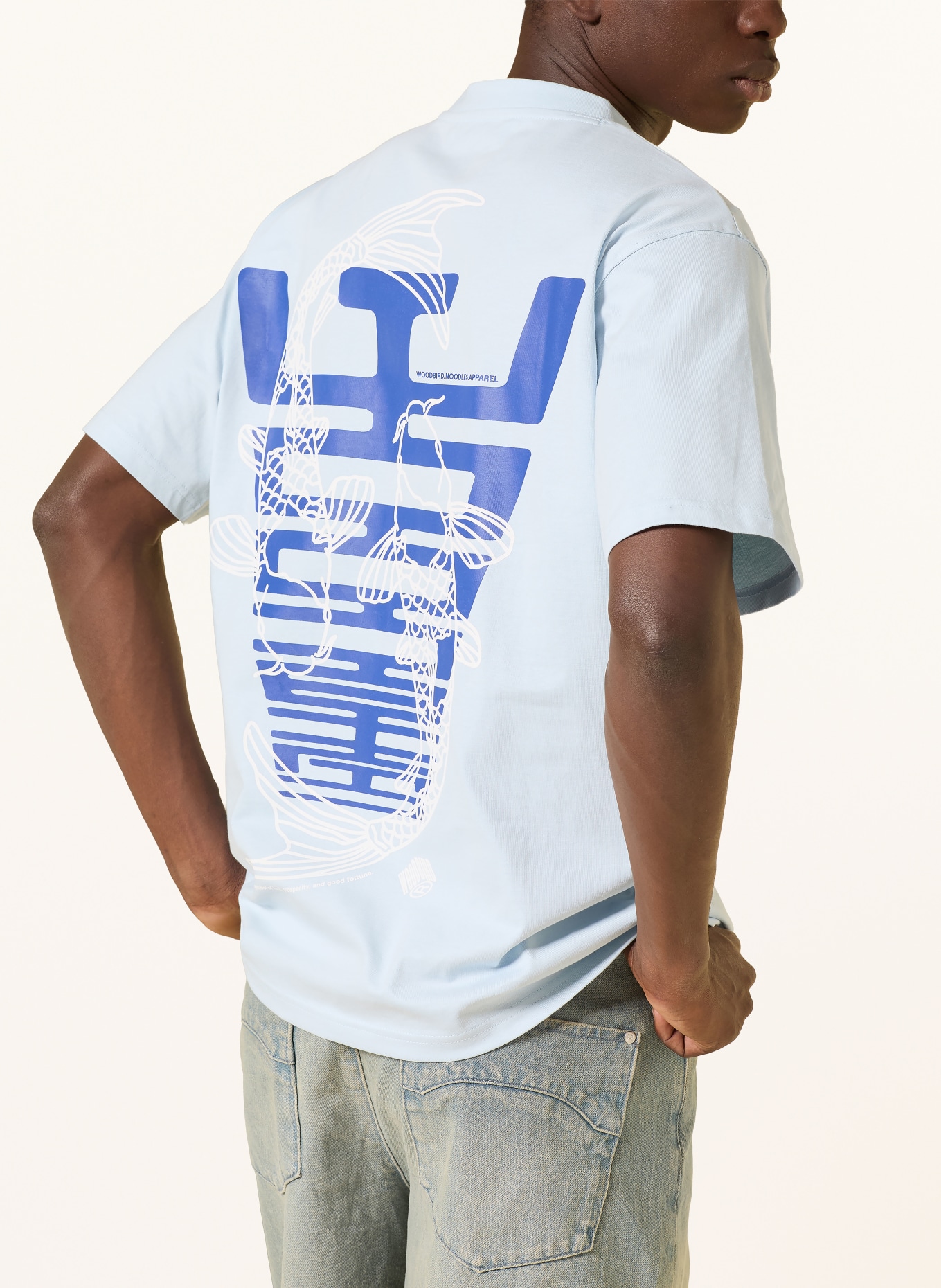 WOODBIRD T-Shirt WBBAINE: HELLBLAU / DUNKELBLAU / WEISS