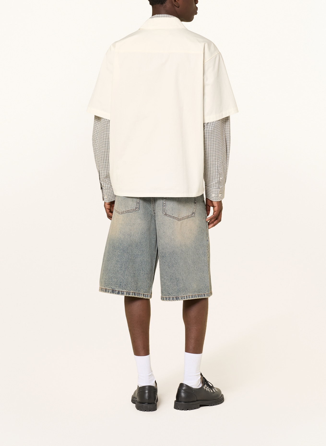 WOODBIRD Chemise à manches courtes WBWANG Comfort Fit: ÉCRU / ROUGE