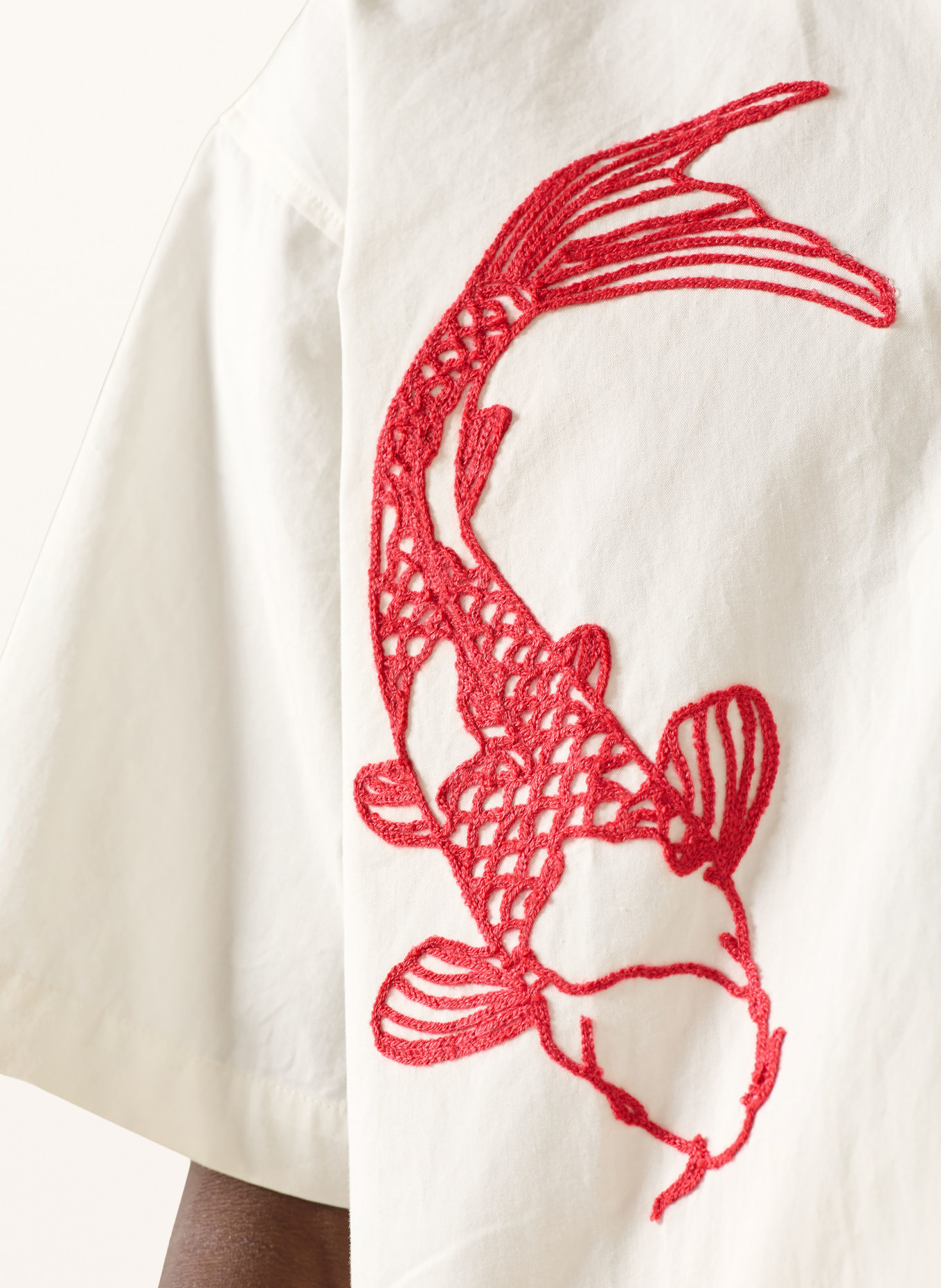 WOODBIRD Chemise à manches courtes WBWANG Comfort Fit: ÉCRU / ROUGE