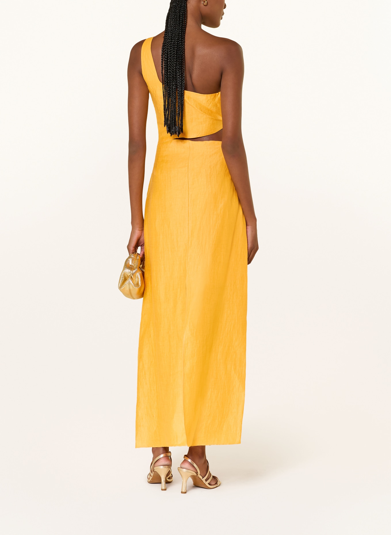 maje Sukienka na jedno ramię z lnu z wycięciem: POMARAŃCZOWY