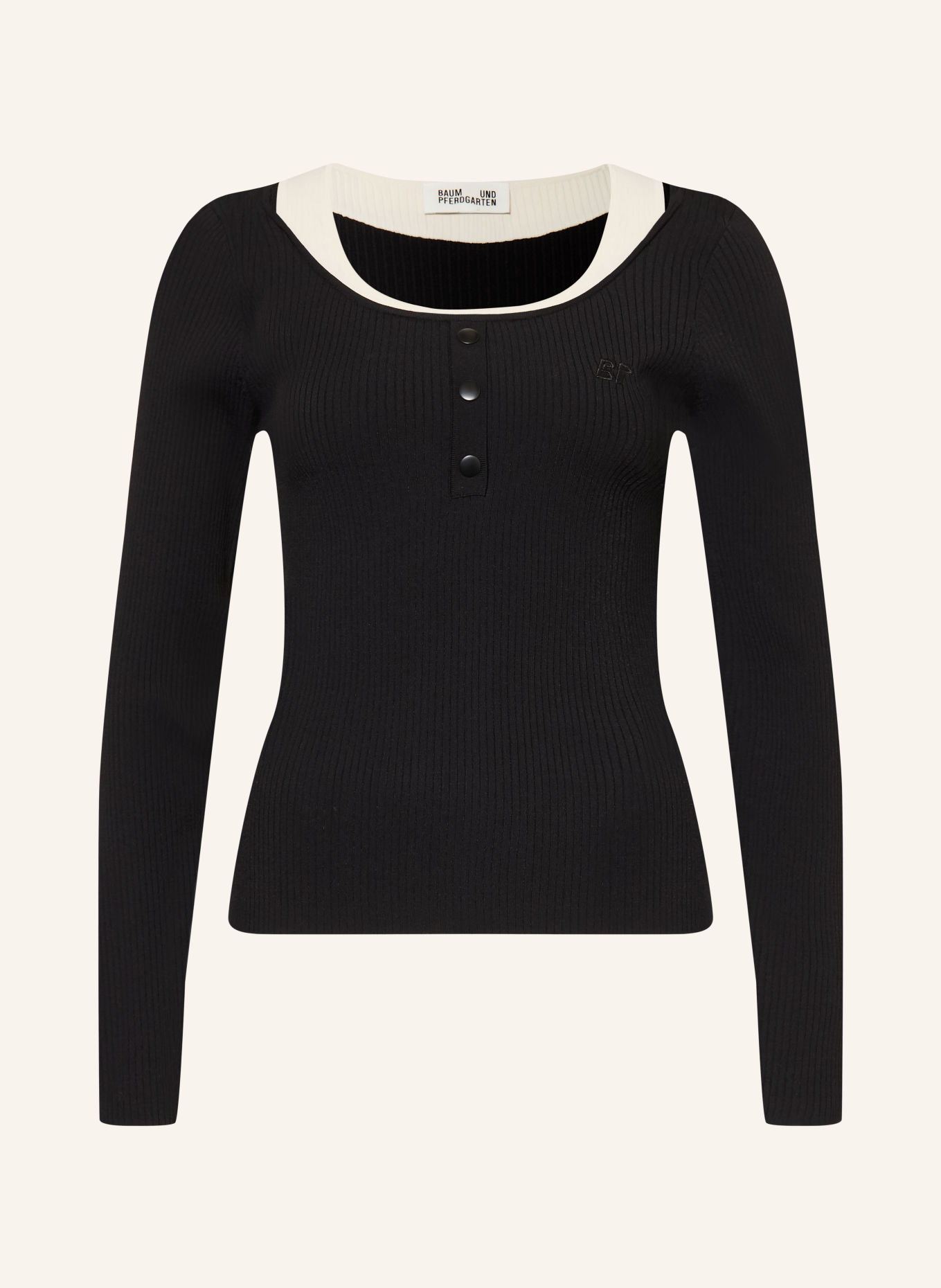 BAUM UND PFERDGARTEN CLARY Long-Sleeve Shirt: BLACK / WHITE
