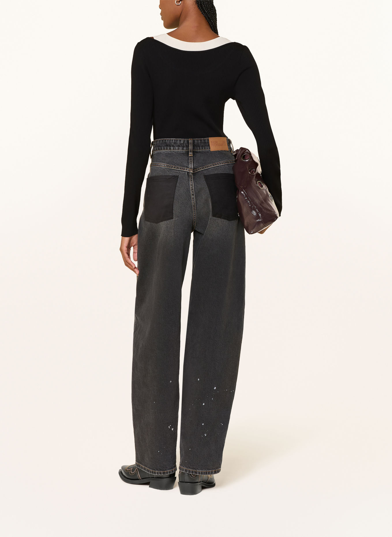 BAUM UND PFERDGARTEN CLARY Long-Sleeve Shirt: BLACK / WHITE