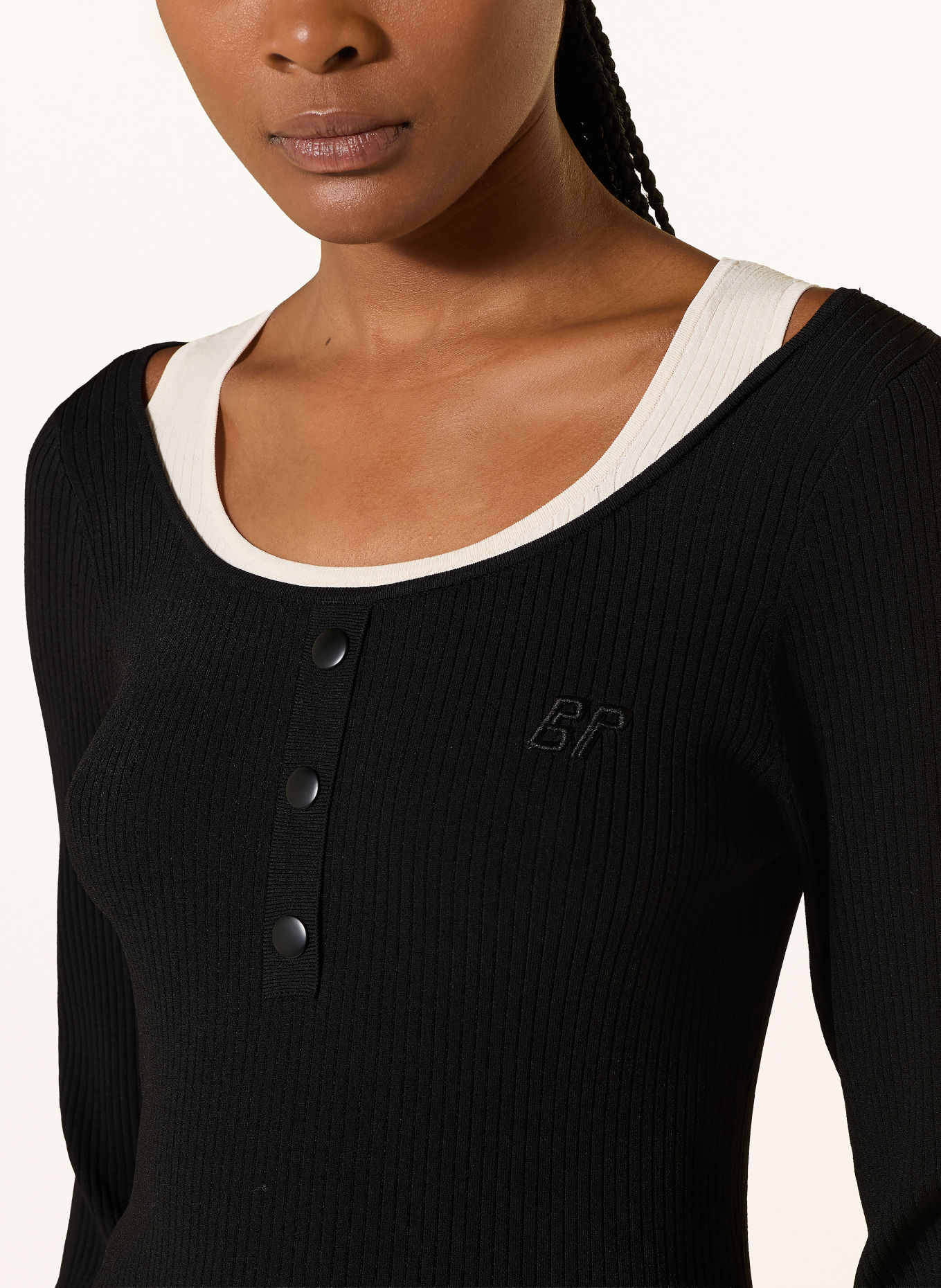 BAUM UND PFERDGARTEN CLARY Long-Sleeve Shirt: BLACK / WHITE