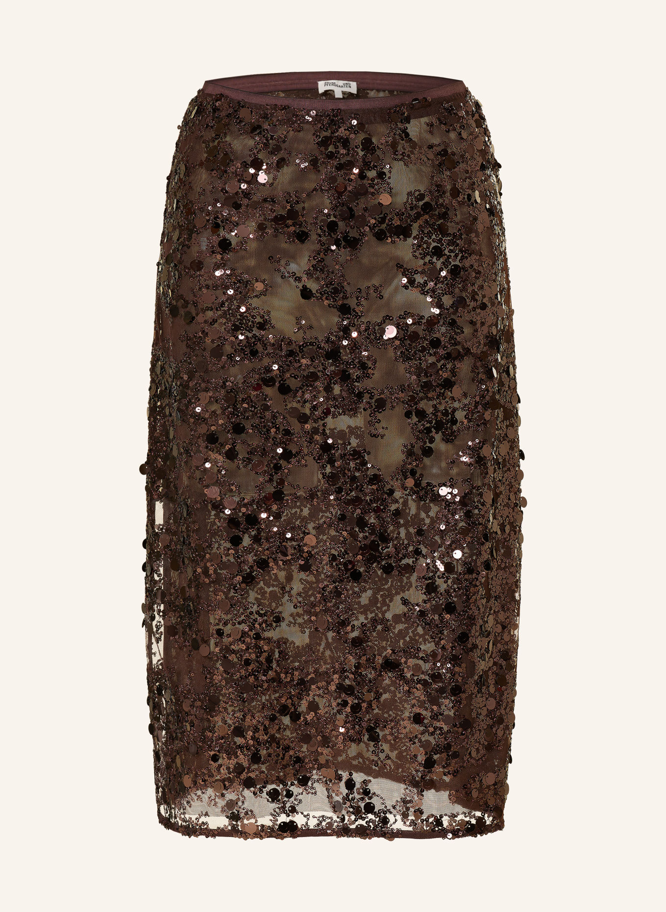 BAUM UND PFERDGARTEN SHANIA mesh skirt with sequins: DARK BROWN