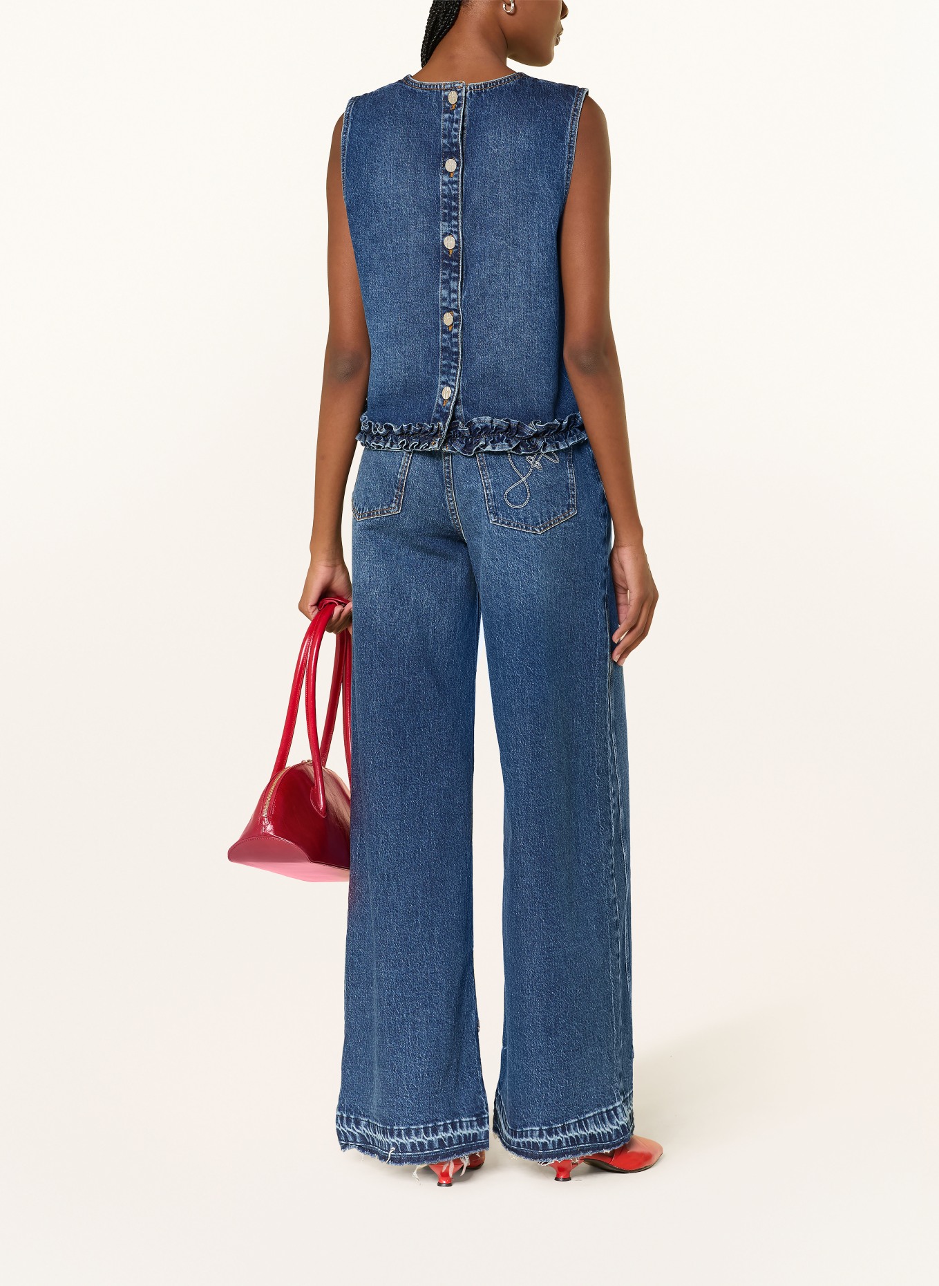 BAUM UND PFERDGARTEN Jeanstop MADIE met ruches: DONKERBLAUW
