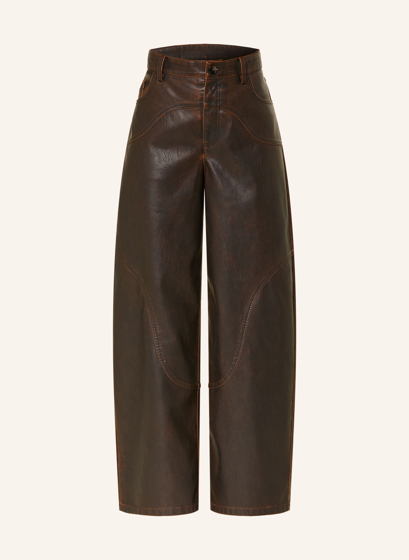 BAUM UND PFERDGARTEN Barrel Jeans NAPOLEN i læderlook: C8080 Molé Brown