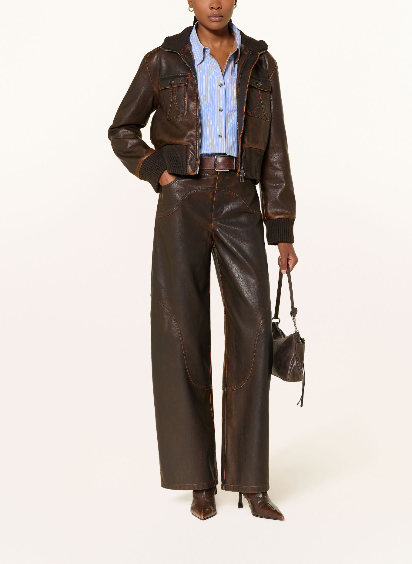 BAUM UND PFERDGARTEN Barrel Jeans NAPOLEN i læderlook: C8080 Molé Brown