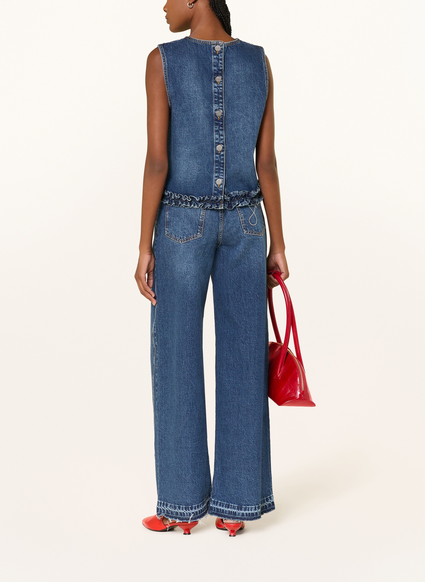 BAUM UND PFERDGARTEN Dżinsy z szerokimi nogawkami NIEMA: C7864 Dark Blue Denim
