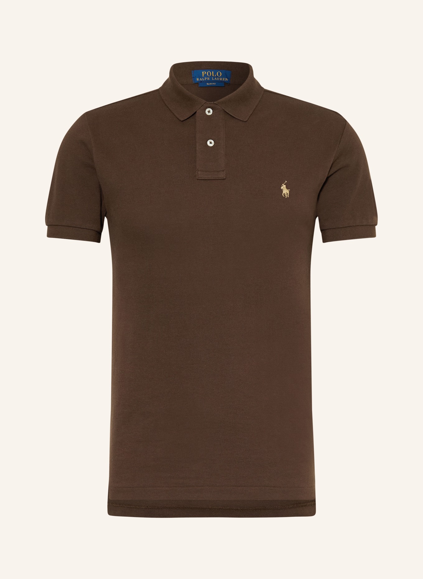 POLO RALPH LAUREN Koszulka polo z piki slim fit: CIEMNOBRĄZOWY