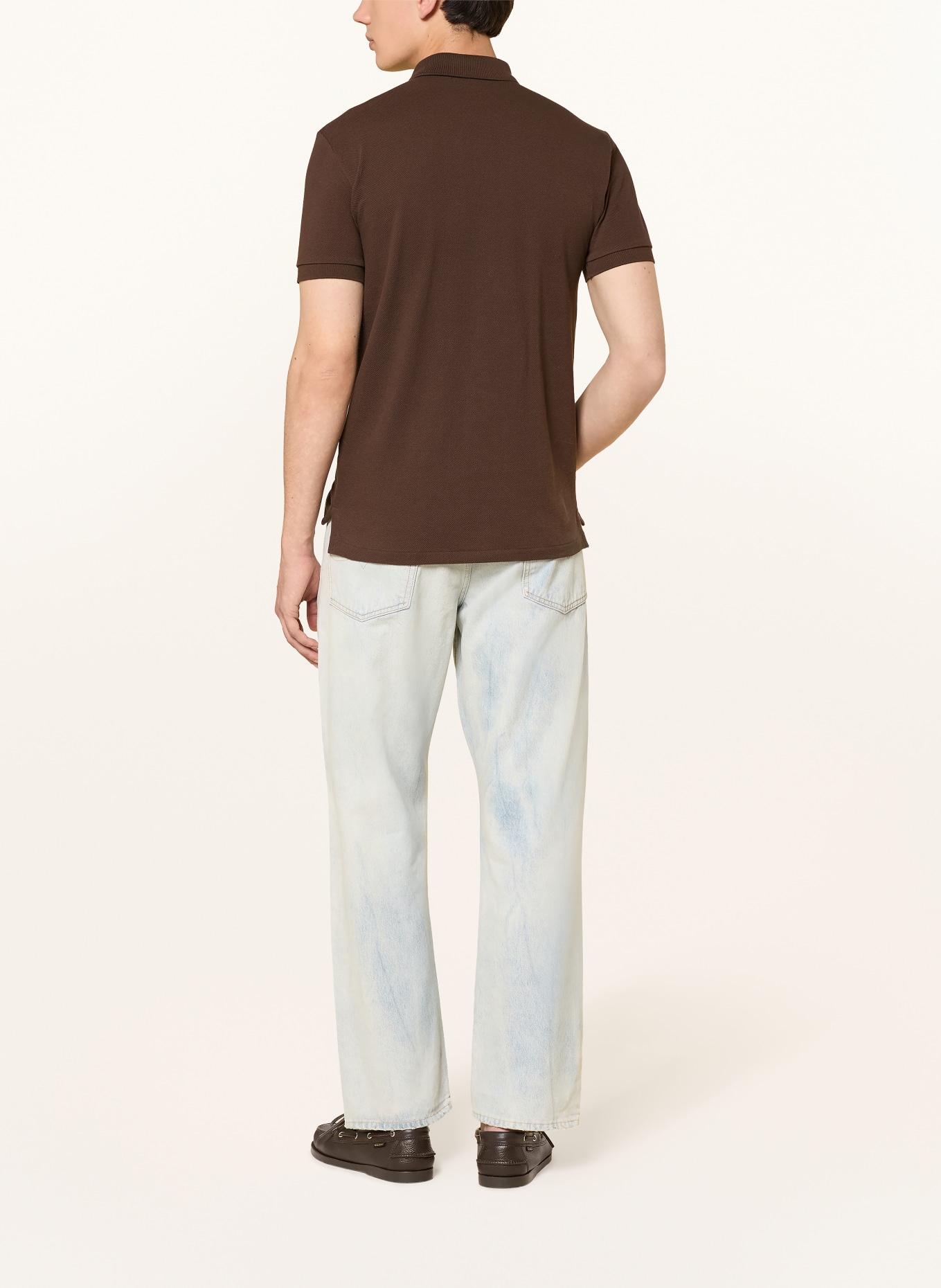 POLO RALPH LAUREN Koszulka polo z piki slim fit: CIEMNOBRĄZOWY
