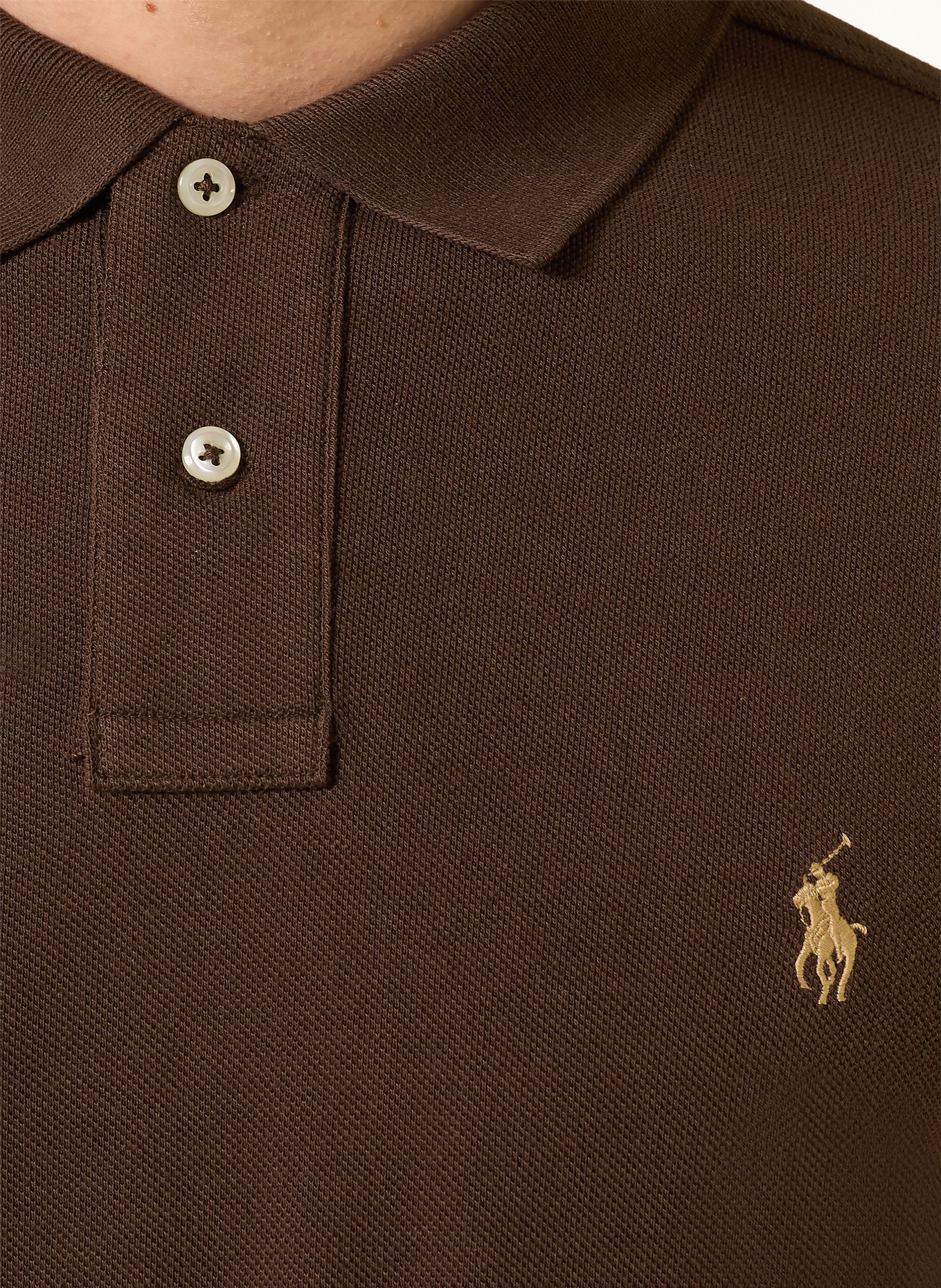 POLO RALPH LAUREN Koszulka polo z piki slim fit: CIEMNOBRĄZOWY