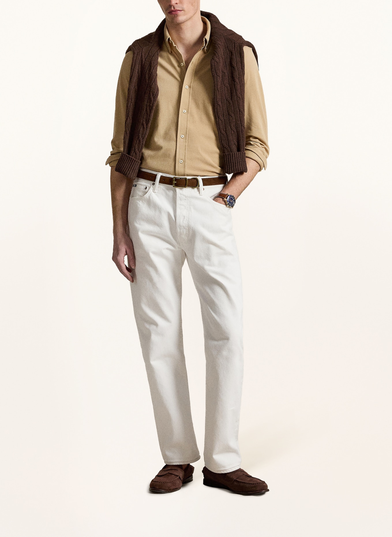 POLO RALPH LAUREN Koszula pikowana Custom Fit: KHAKI
