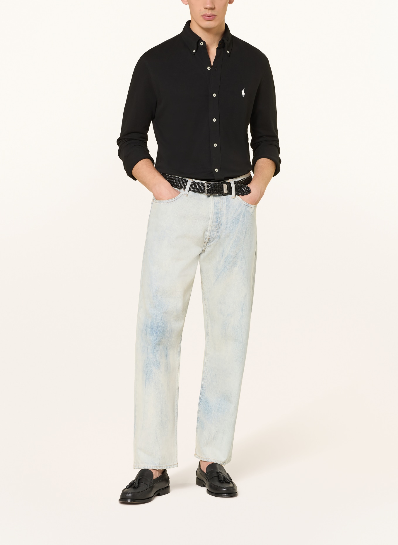 POLO RALPH LAUREN Piqué-Hemd Custom Fit: SCHWARZ