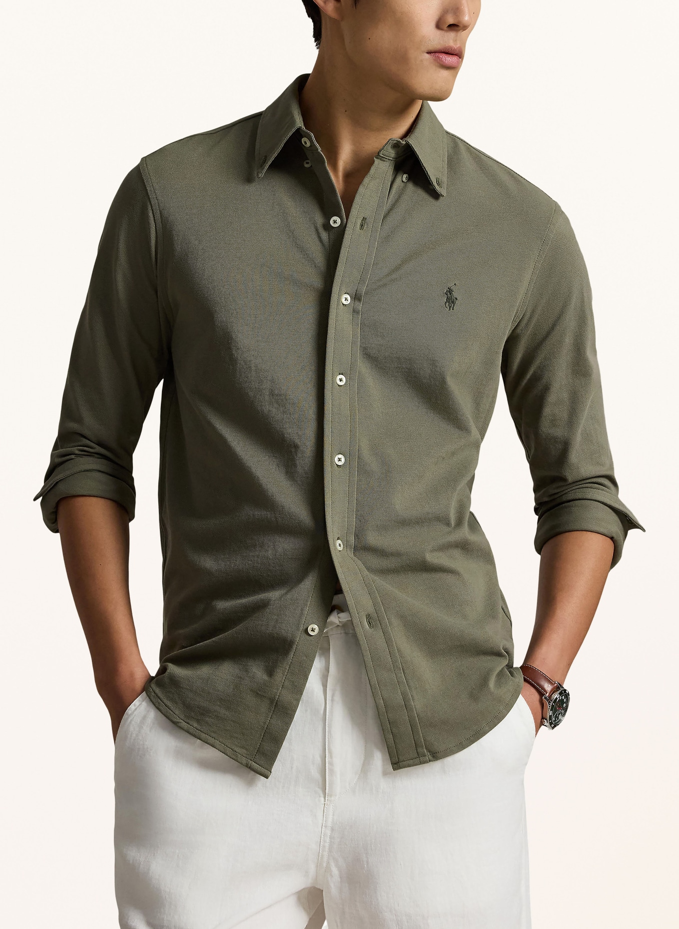 POLO RALPH LAUREN Chemise piquée Custom Fit: OLIVE