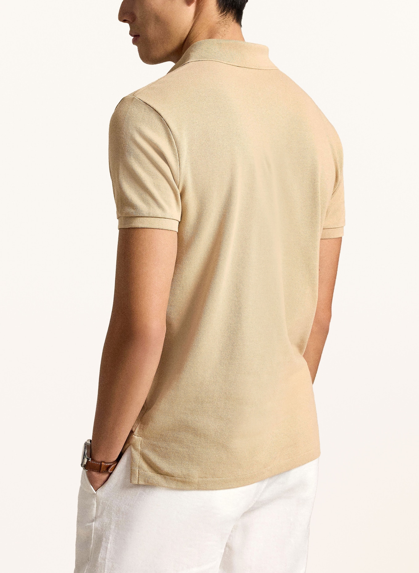 POLO RALPH LAUREN Koszulka polo z piki custom slim fit: CAMELOWY