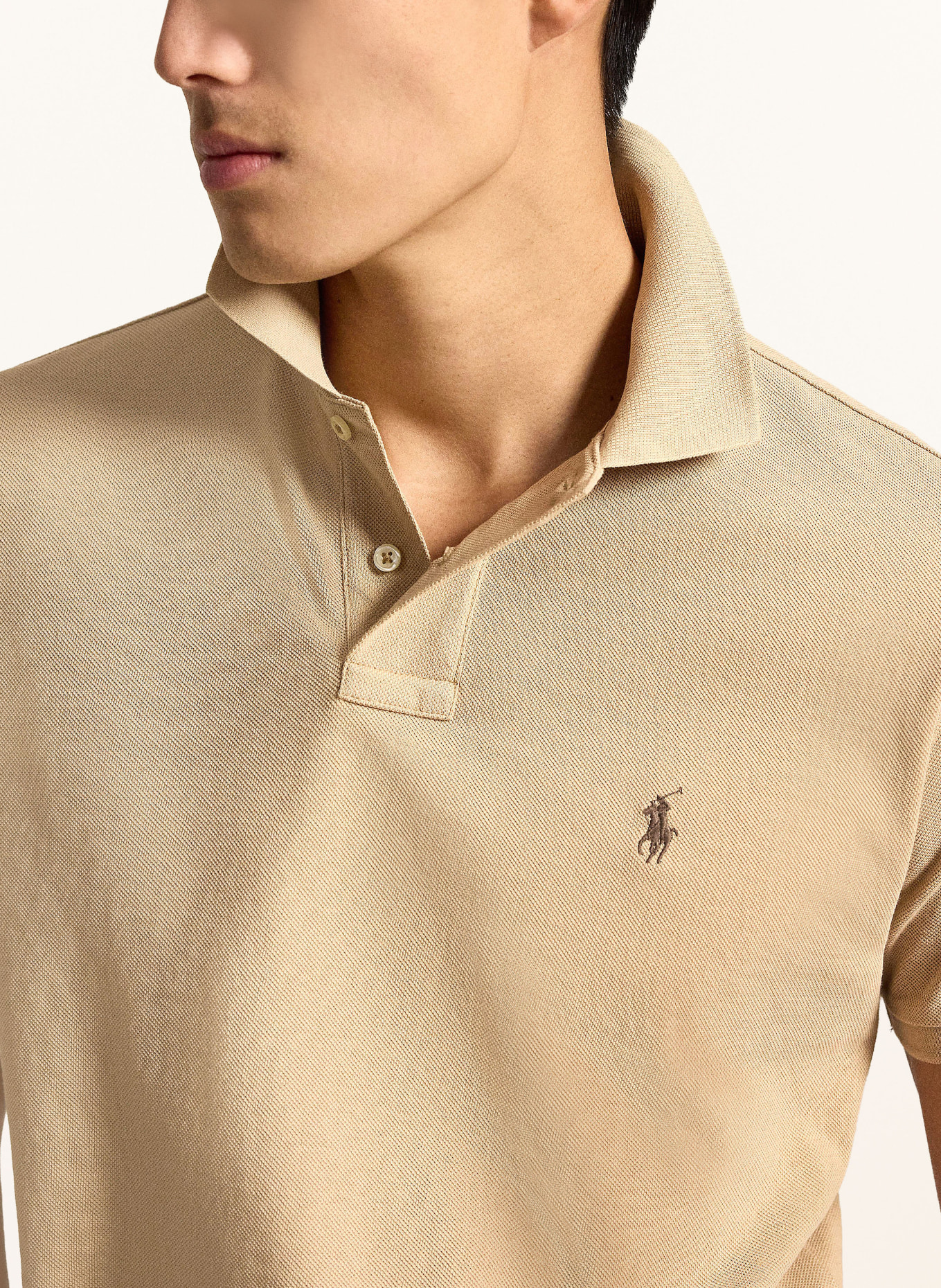 POLO RALPH LAUREN Koszulka polo z piki custom slim fit: CAMELOWY