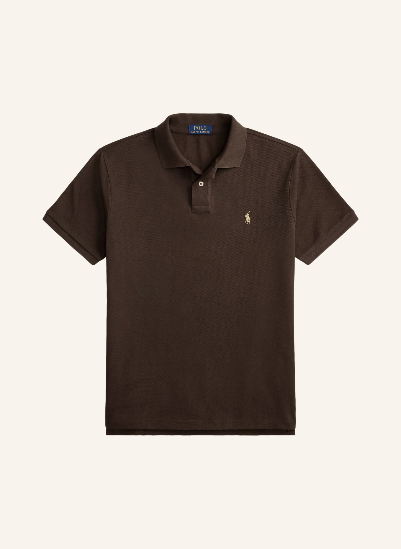POLO RALPH LAUREN Koszulka polo z piki custom slim fit: CIEMNOBRĄZOWY