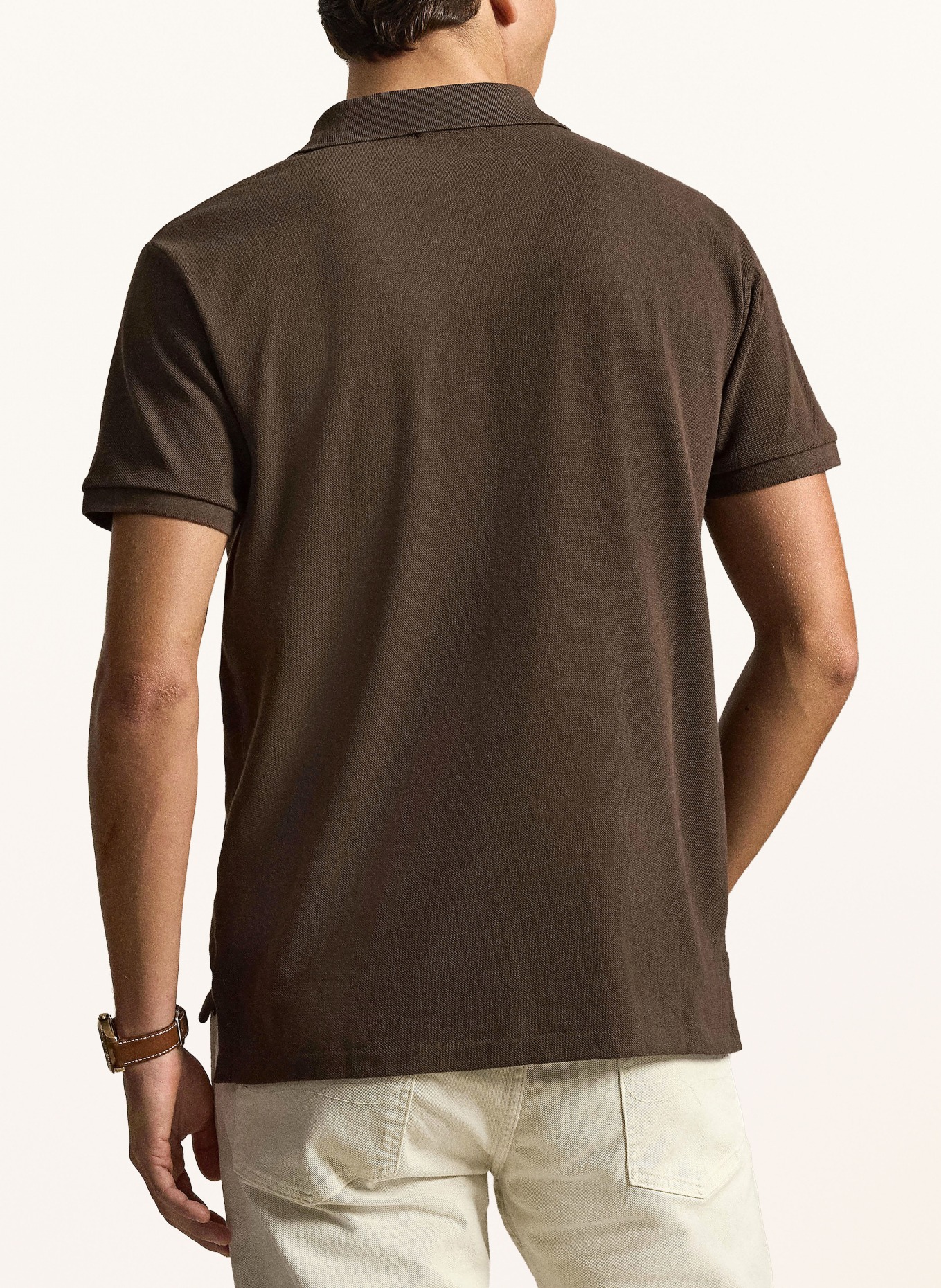 POLO RALPH LAUREN Koszulka polo z piki custom slim fit: CIEMNOBRĄZOWY