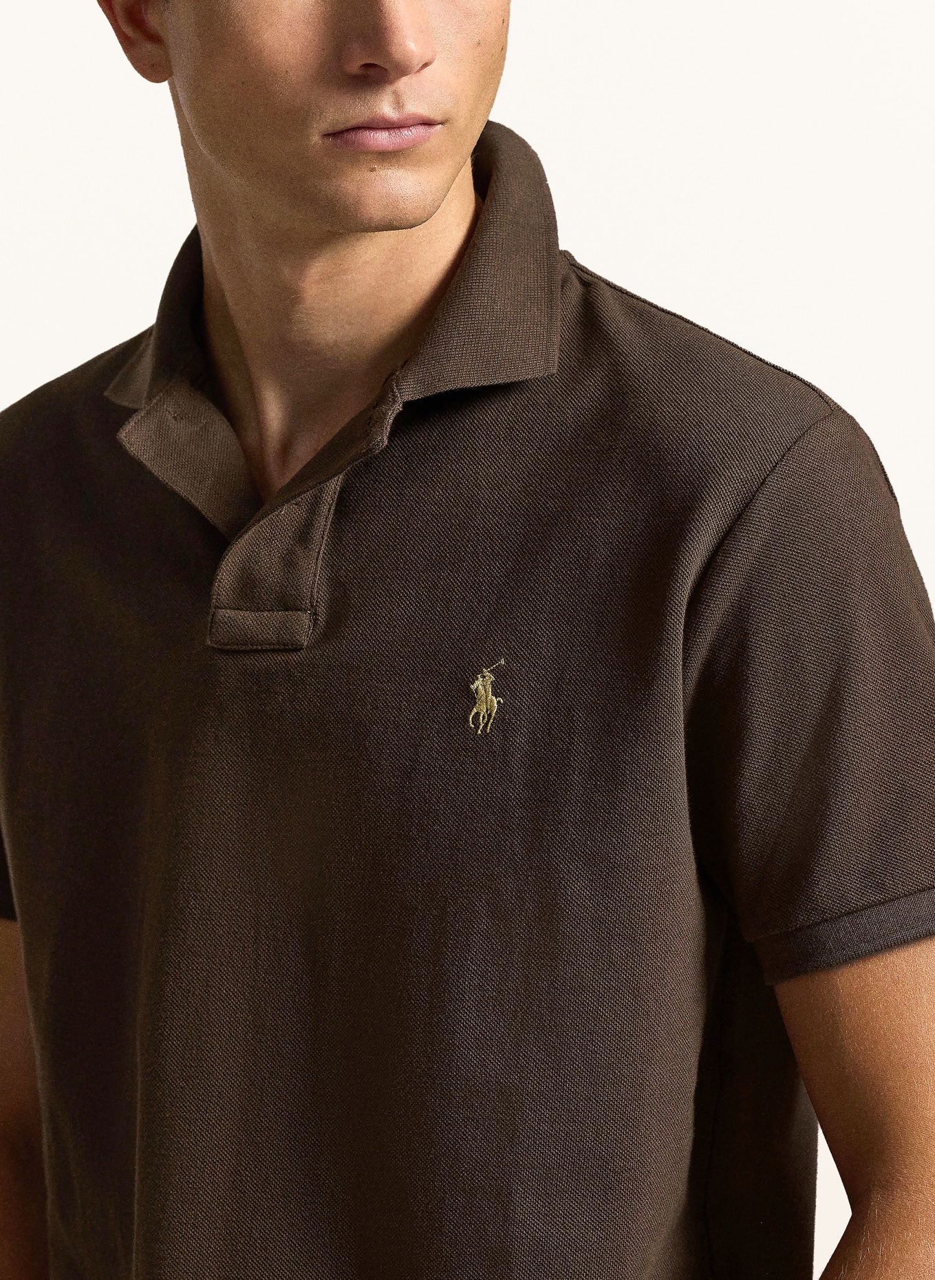 POLO RALPH LAUREN Koszulka polo z piki custom slim fit: CIEMNOBRĄZOWY