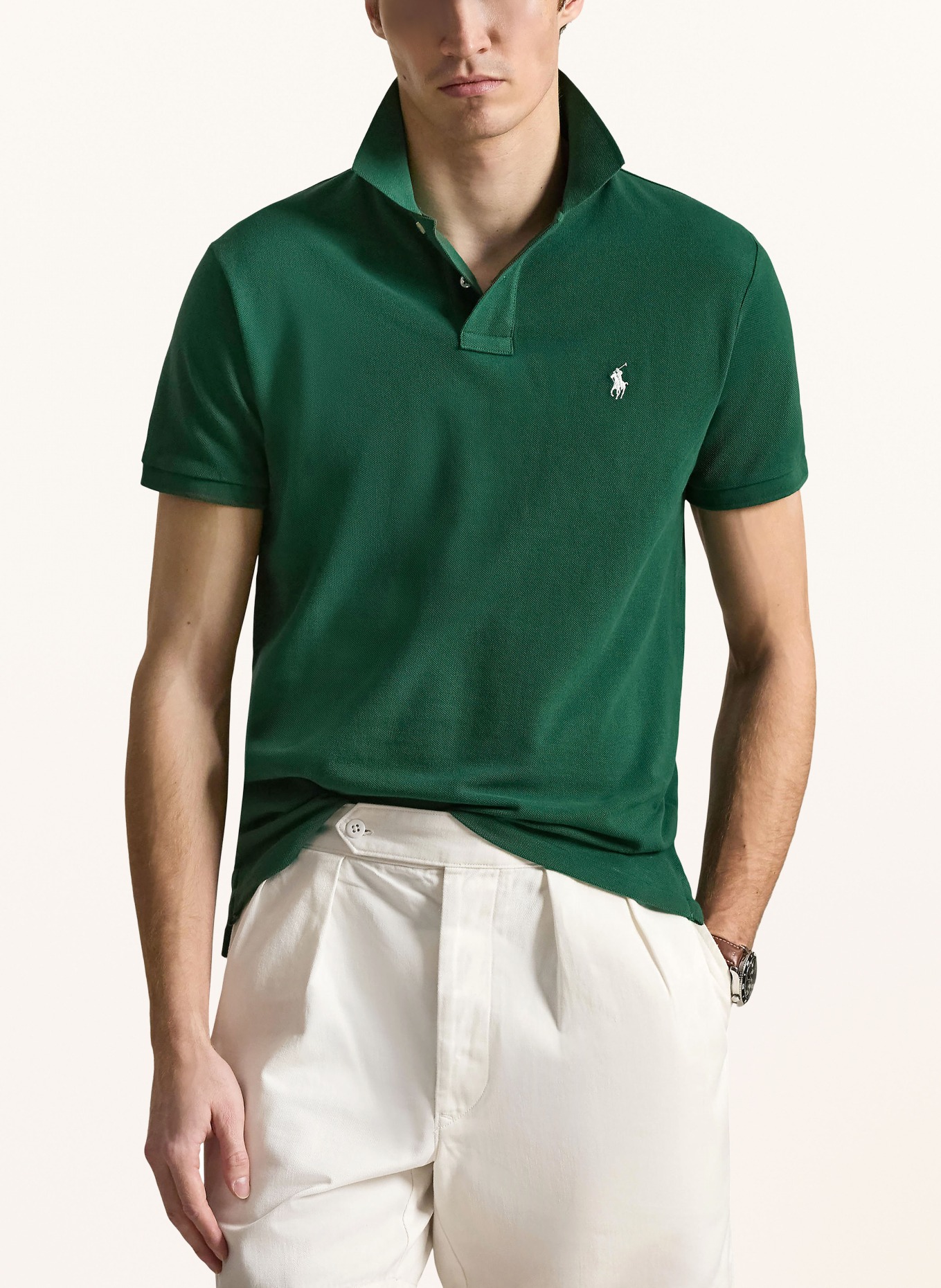 POLO RALPH LAUREN Piqué-Poloshirt Custom Slim Fit: DUNKELGRÜN