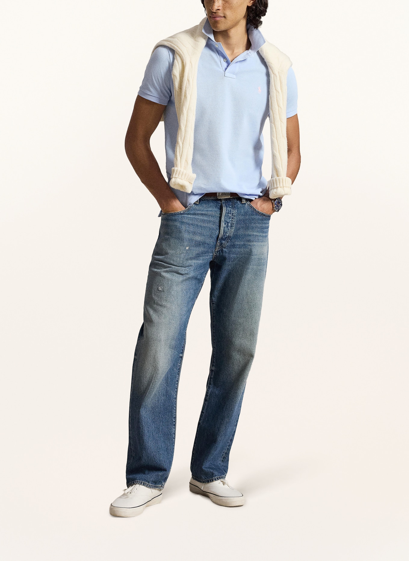 POLO RALPH LAUREN Polo piqué coupe slim personnalisé: BLEU CLAIR