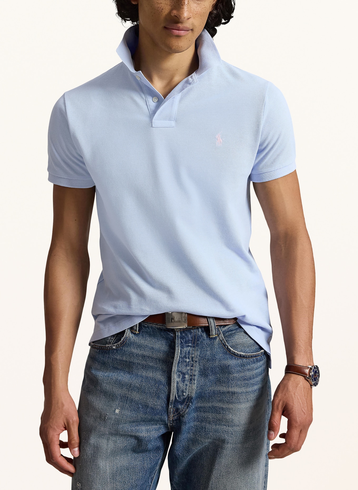 POLO RALPH LAUREN Polo piqué coupe slim personnalisé: BLEU CLAIR