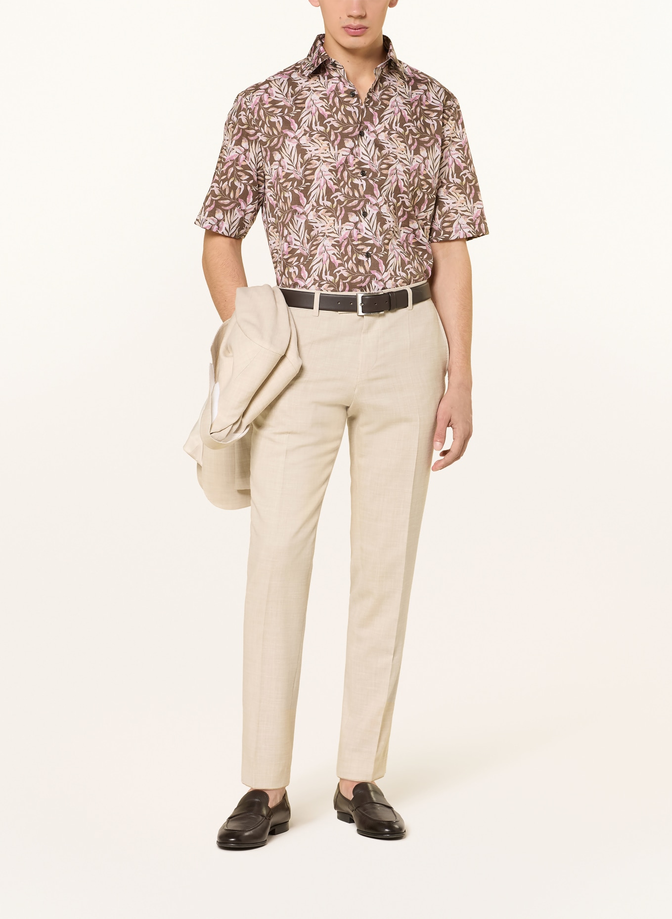 OLYMP Kurzarm-Hemd Luxor comfort fit: BRAUN / ROSA / CREME