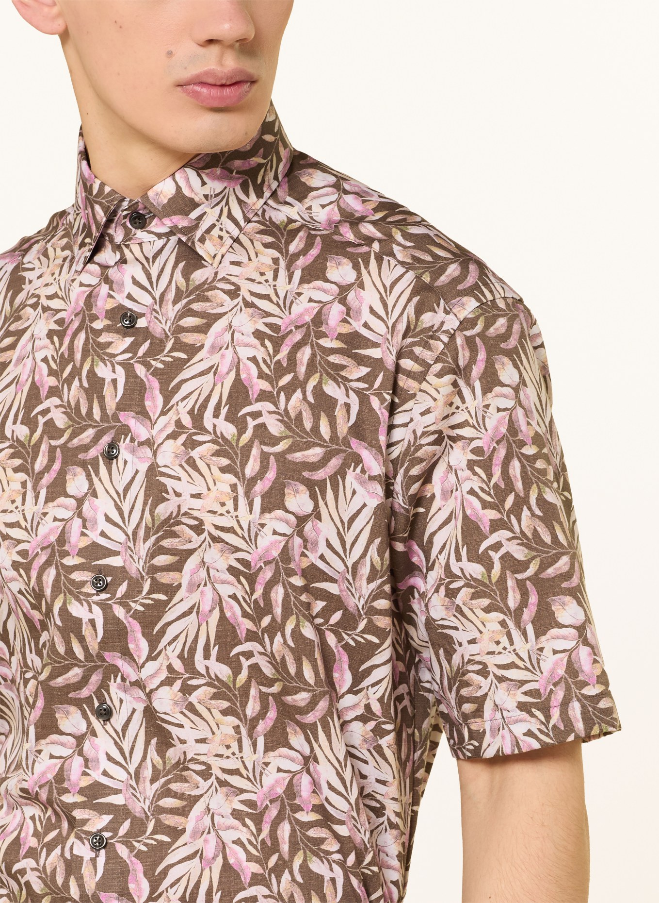 OLYMP Kurzarm-Hemd Luxor comfort fit: BRAUN / ROSA / CREME