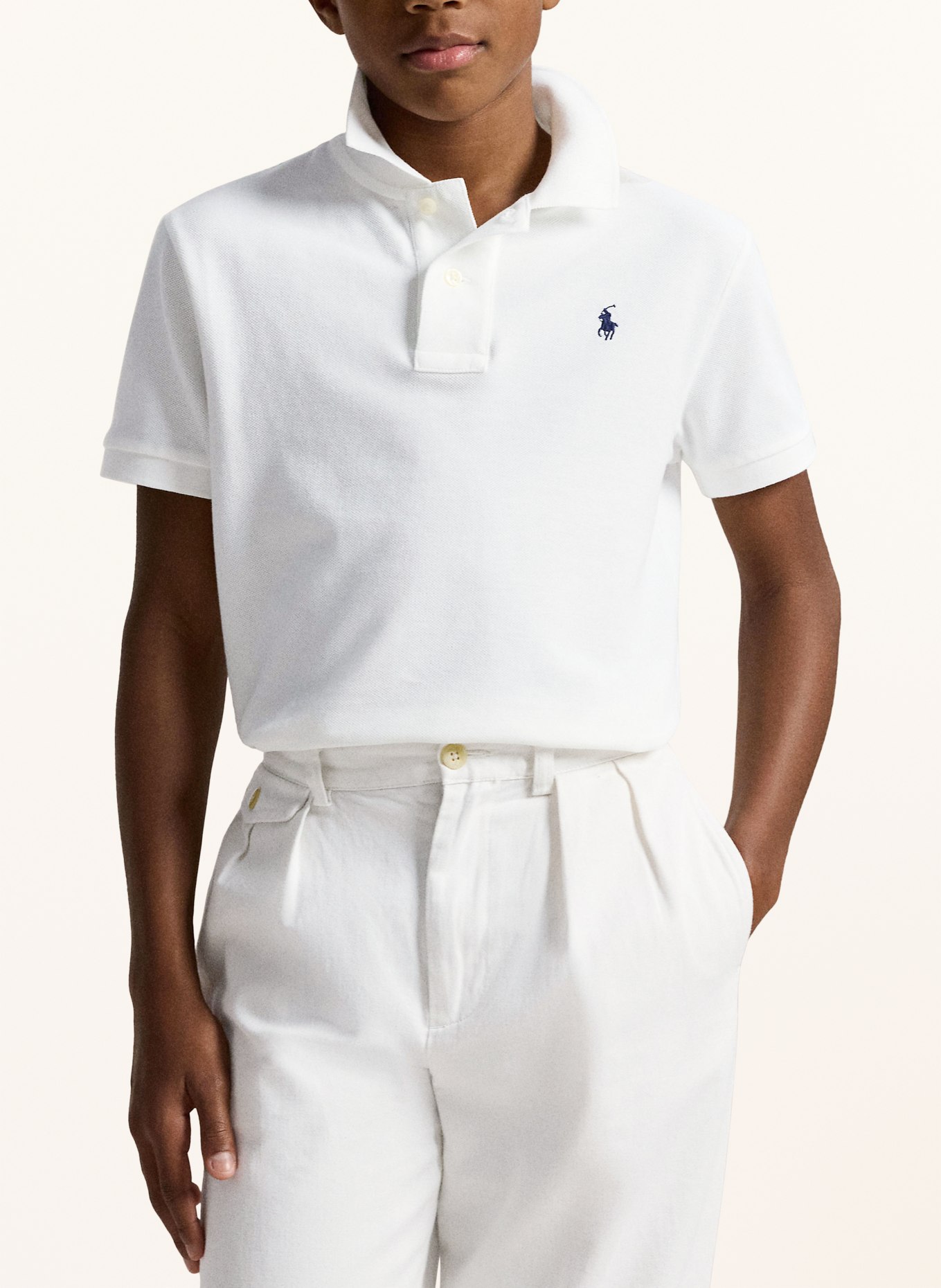 POLO RALPH LAUREN Slim fit pique polo shirt: WHITE
