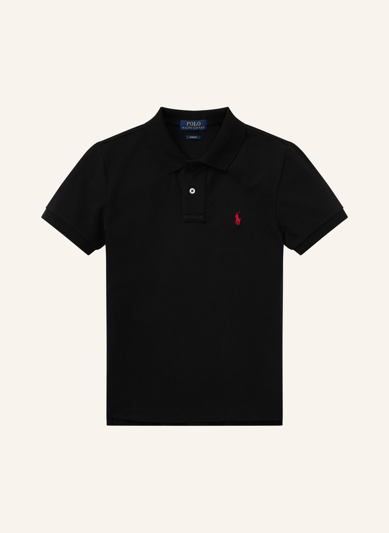 POLO RALPH LAUREN Slim fit pique polo shirt: BLACK