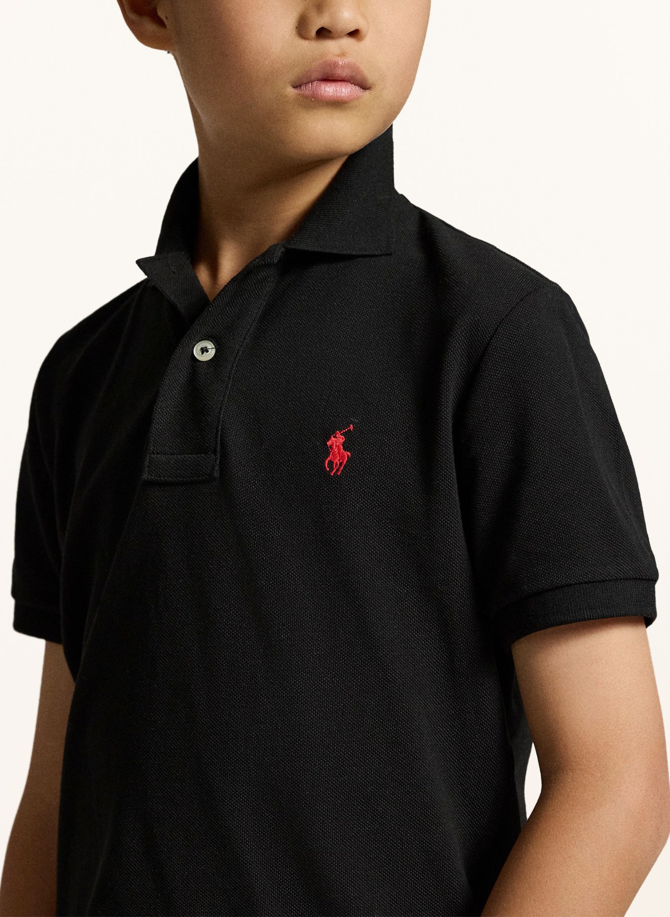 POLO RALPH LAUREN Slim fit pique polo shirt: BLACK