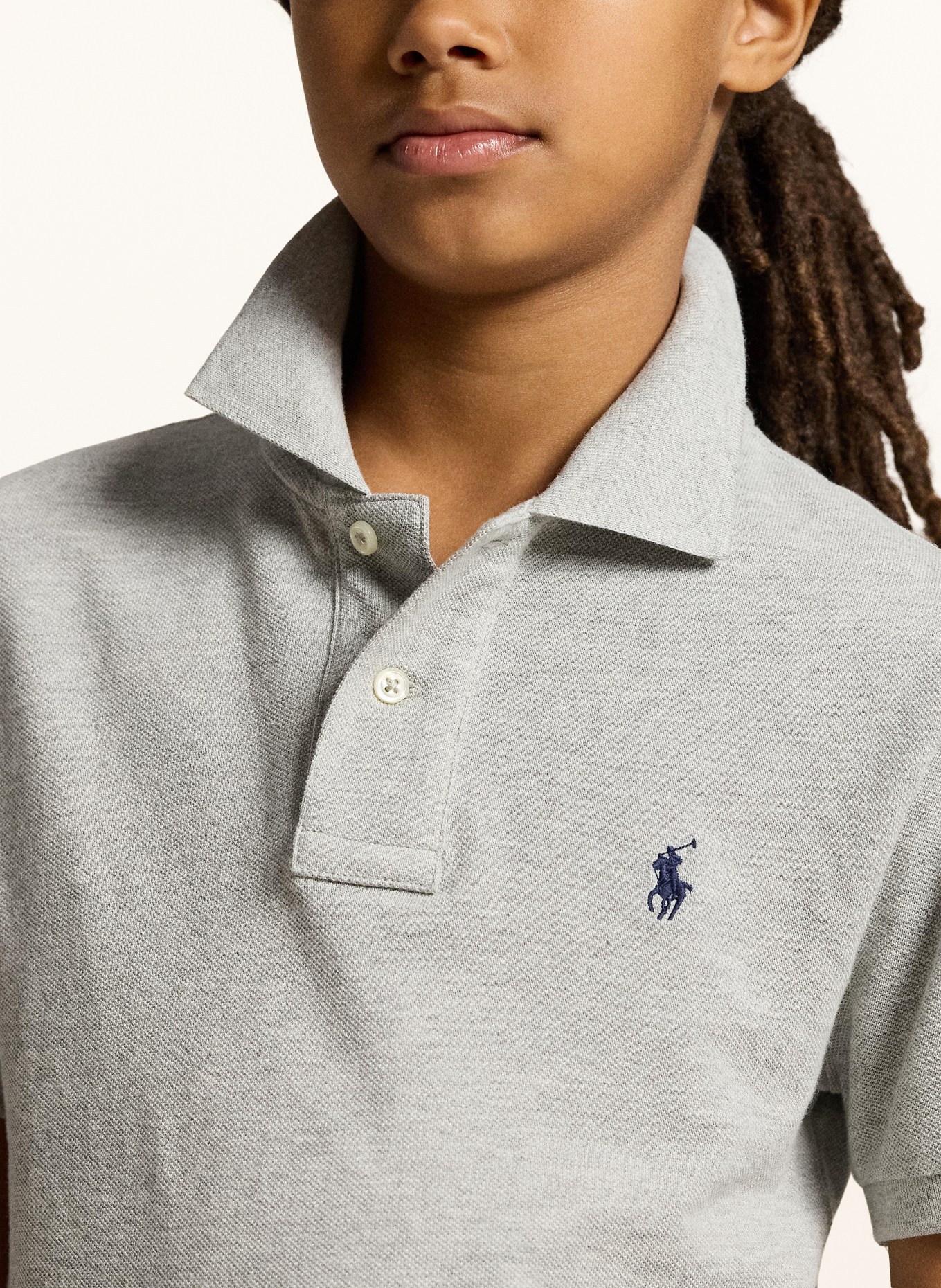 POLO RALPH LAUREN Piqué poloshirt slim fit: GRIJS GEMELERKT