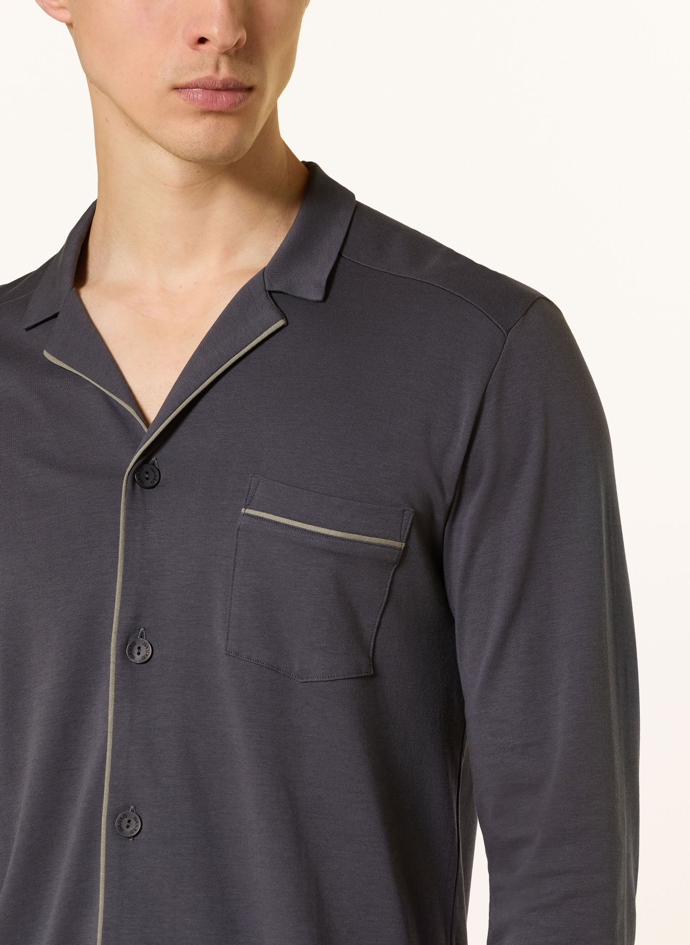 HANRO Pyjama NIGHT & DAY: BLAUWGRIJS / TAUPE