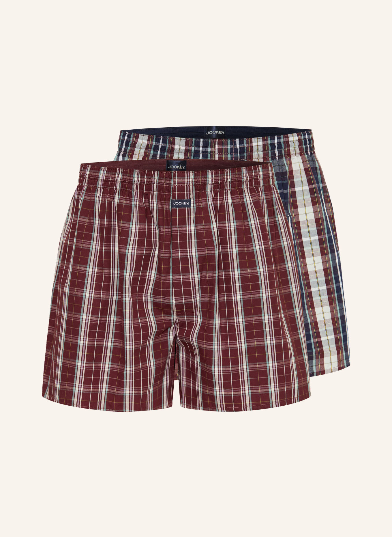 JOCKEY 2er-Pack Boxershorts: DUNKELROT / DUNKELBLAU / WEISS