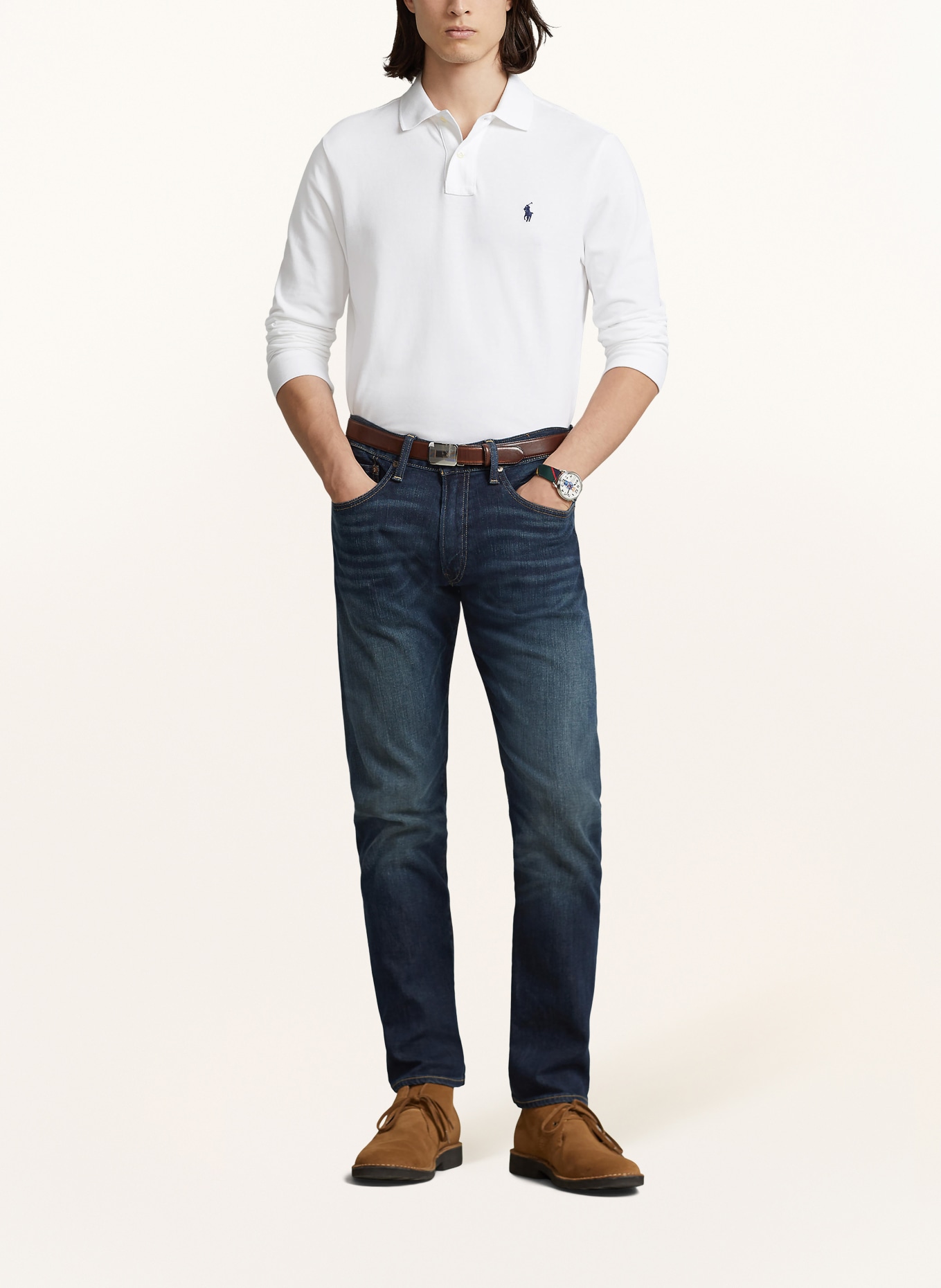 POLO RALPH LAUREN Piqué poloshirt slim fit: WIT