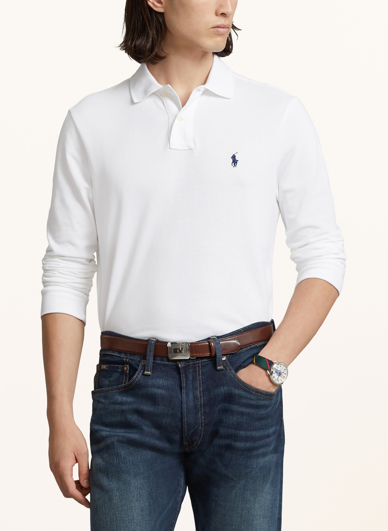 POLO RALPH LAUREN Piqué poloshirt slim fit: WIT