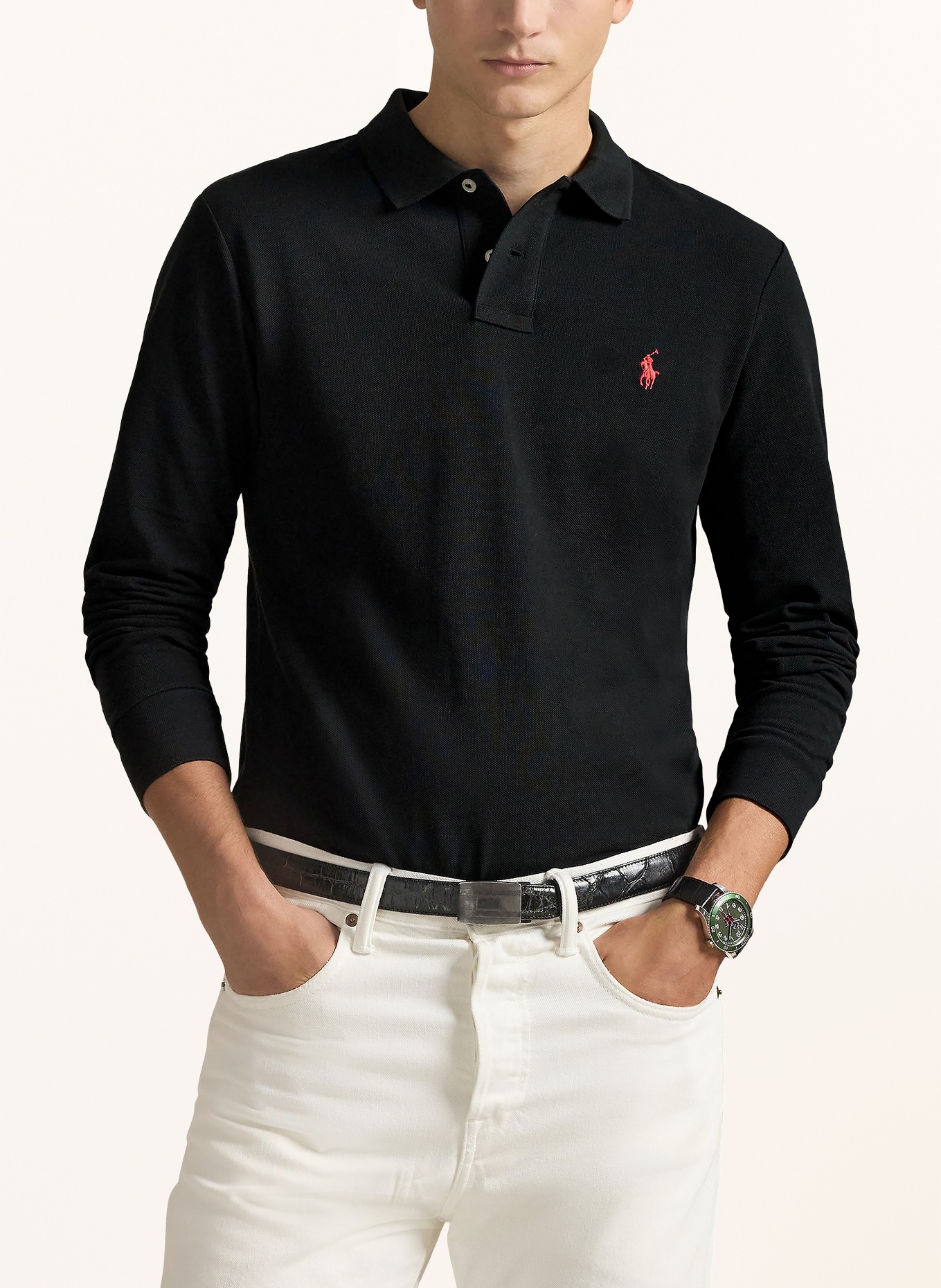POLO RALPH LAUREN Polokošile z piké Slim Fit: ČERNÁ