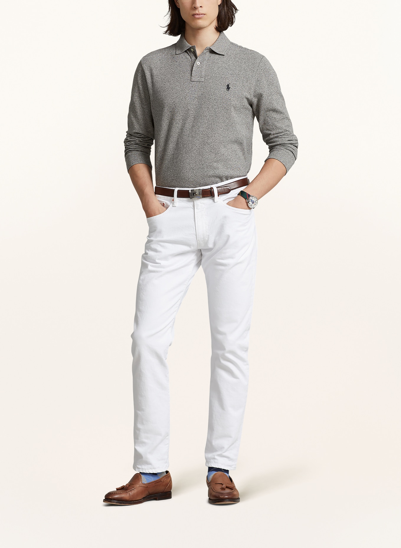 POLO RALPH LAUREN Piqué poloshirt slim fit: GRIJS