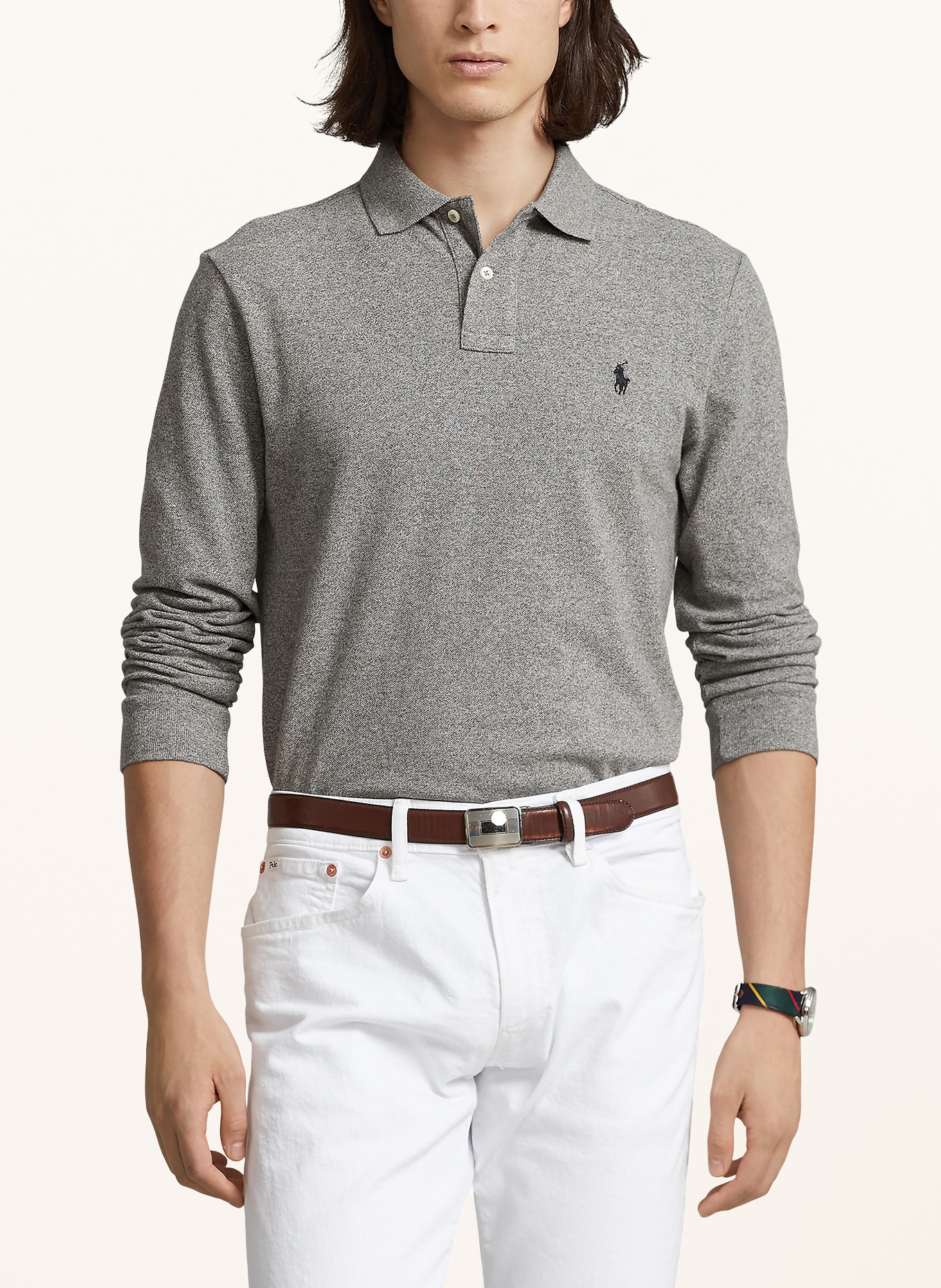 POLO RALPH LAUREN Piqué poloshirt slim fit: GRIJS
