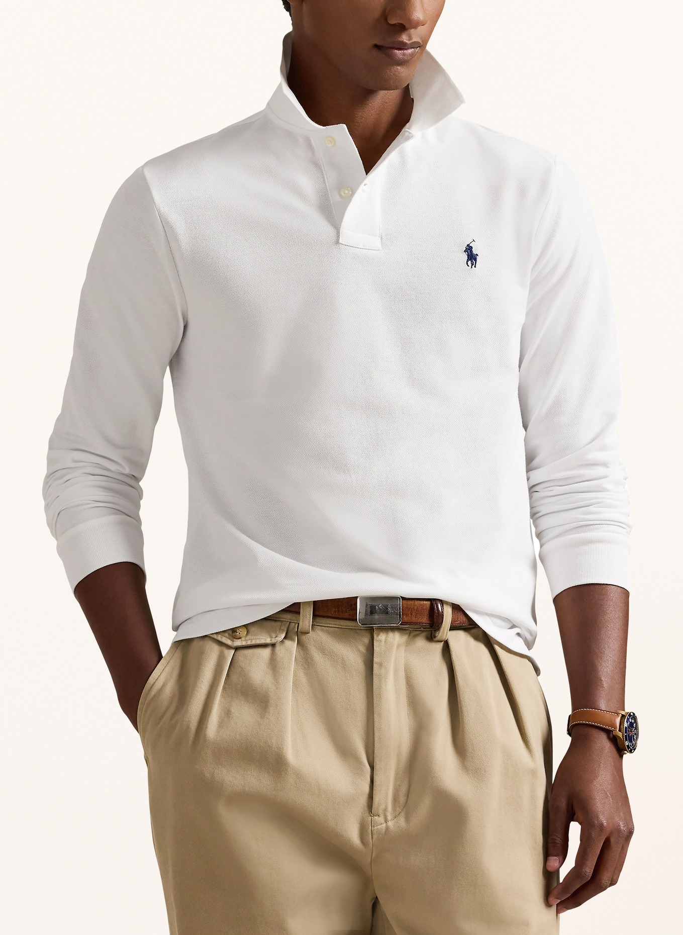 POLO RALPH LAUREN Piqué poloshirt Custom Slim Fit: WIT
