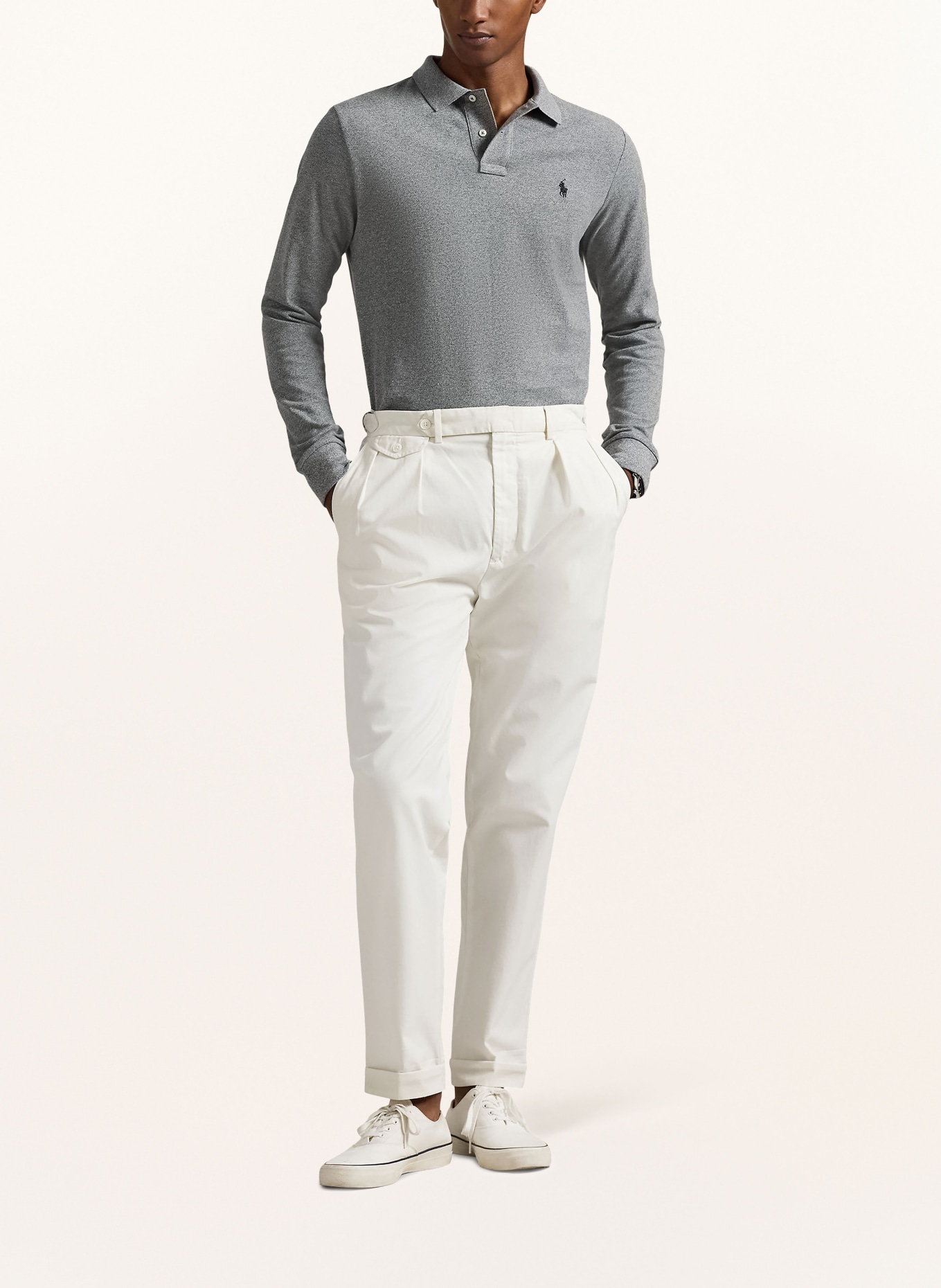 POLO RALPH LAUREN Piqué poloshirt Custom Slim Fit: GRIJS GEMELERKT