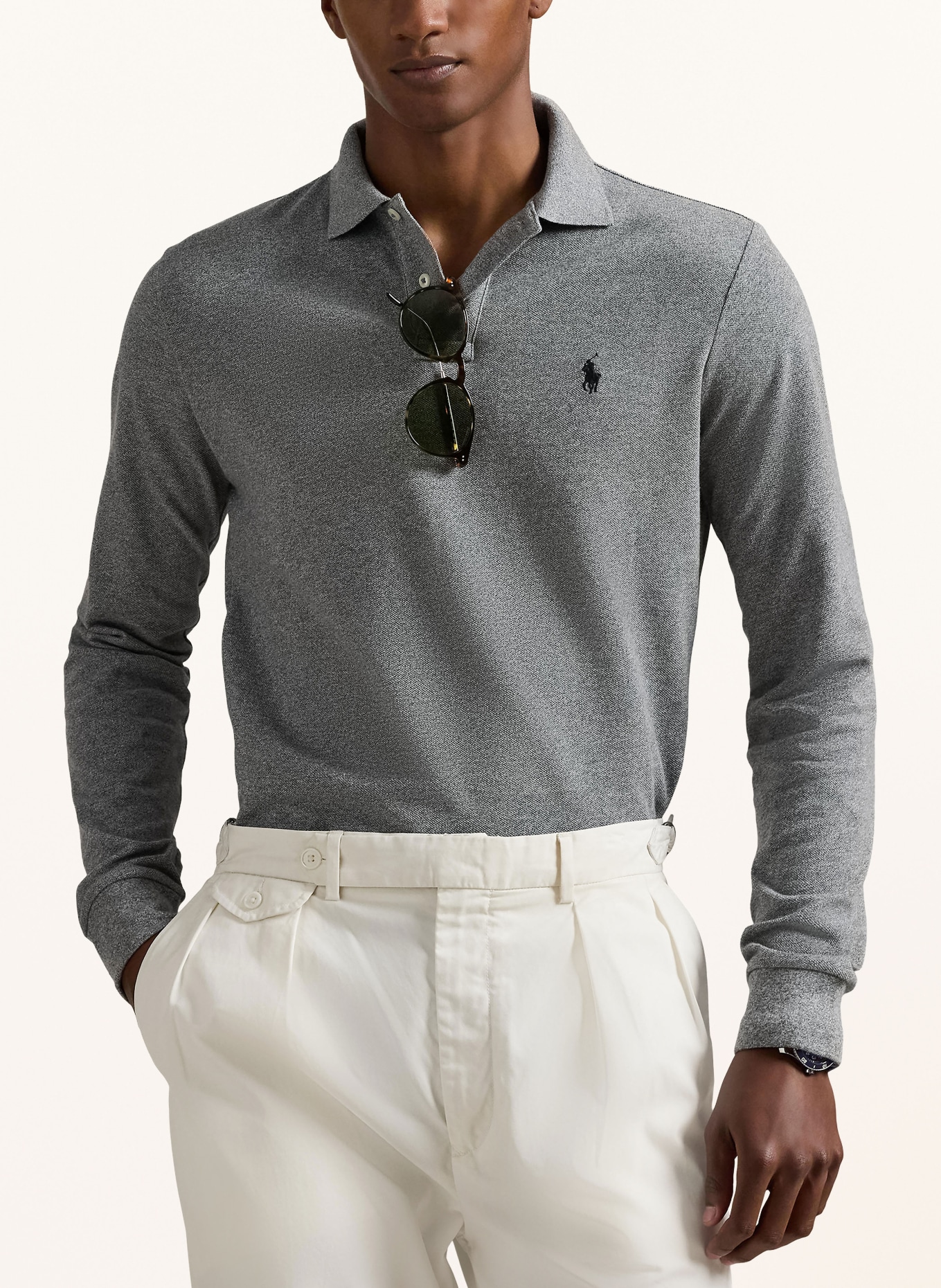 POLO RALPH LAUREN Piqué poloshirt Custom Slim Fit: GRIJS GEMELERKT