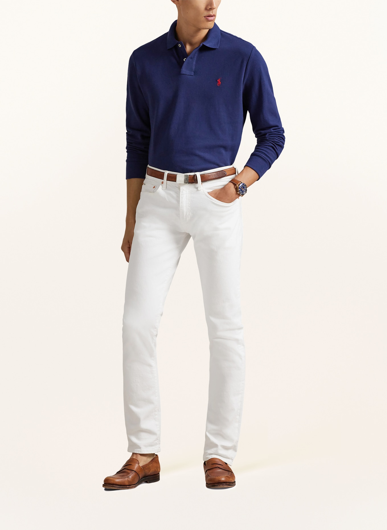 POLO RALPH LAUREN Piqué poloshirt Custom Slim Fit: BLAUW