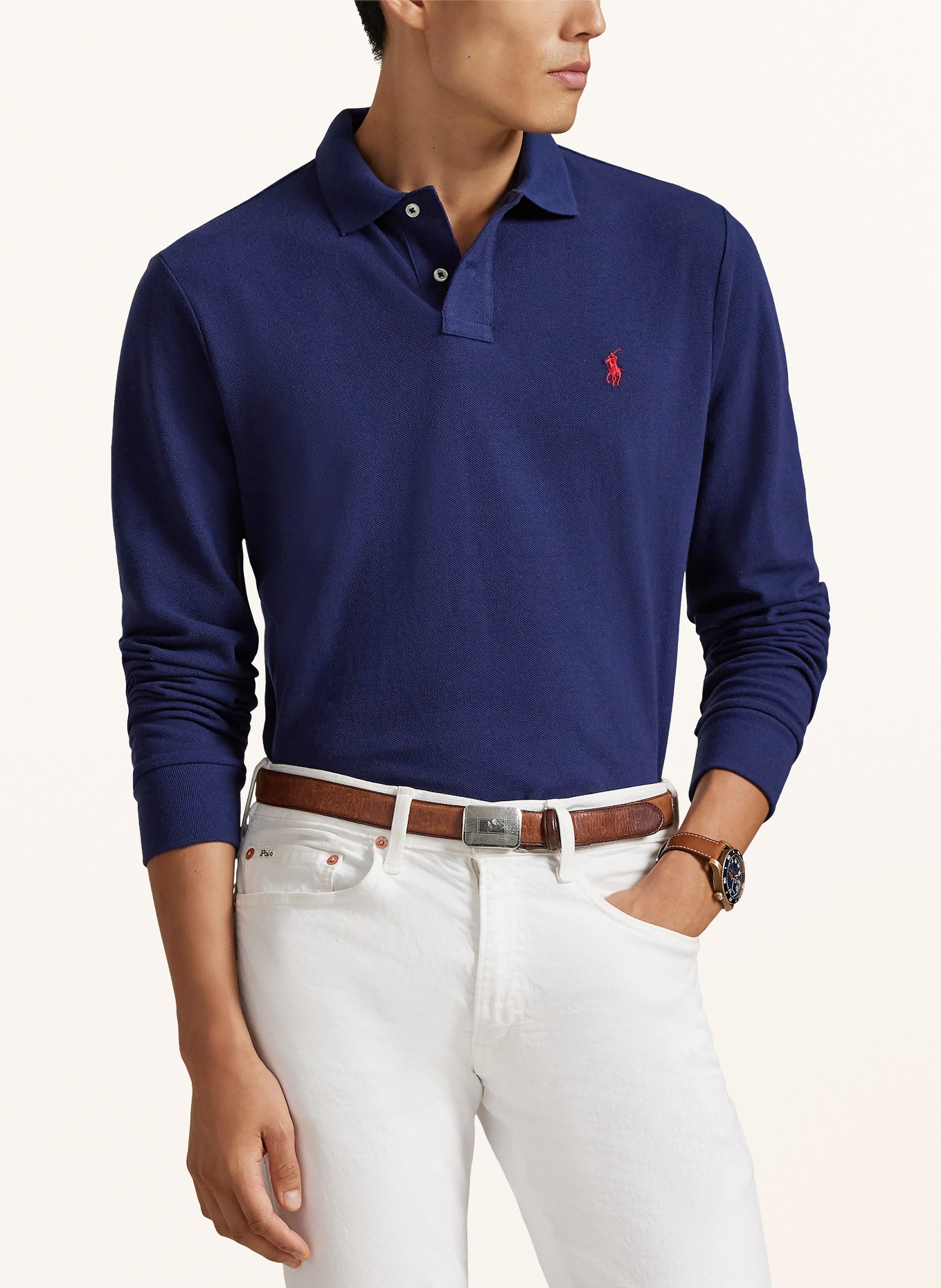 POLO RALPH LAUREN Piqué poloshirt Custom Slim Fit: BLAUW