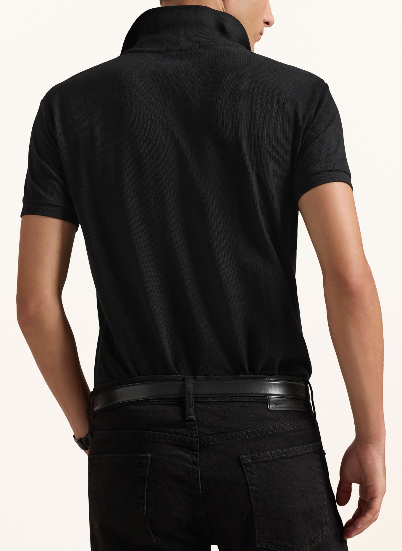 POLO RALPH LAUREN Piqué poloshirt slim fit: ZWART
