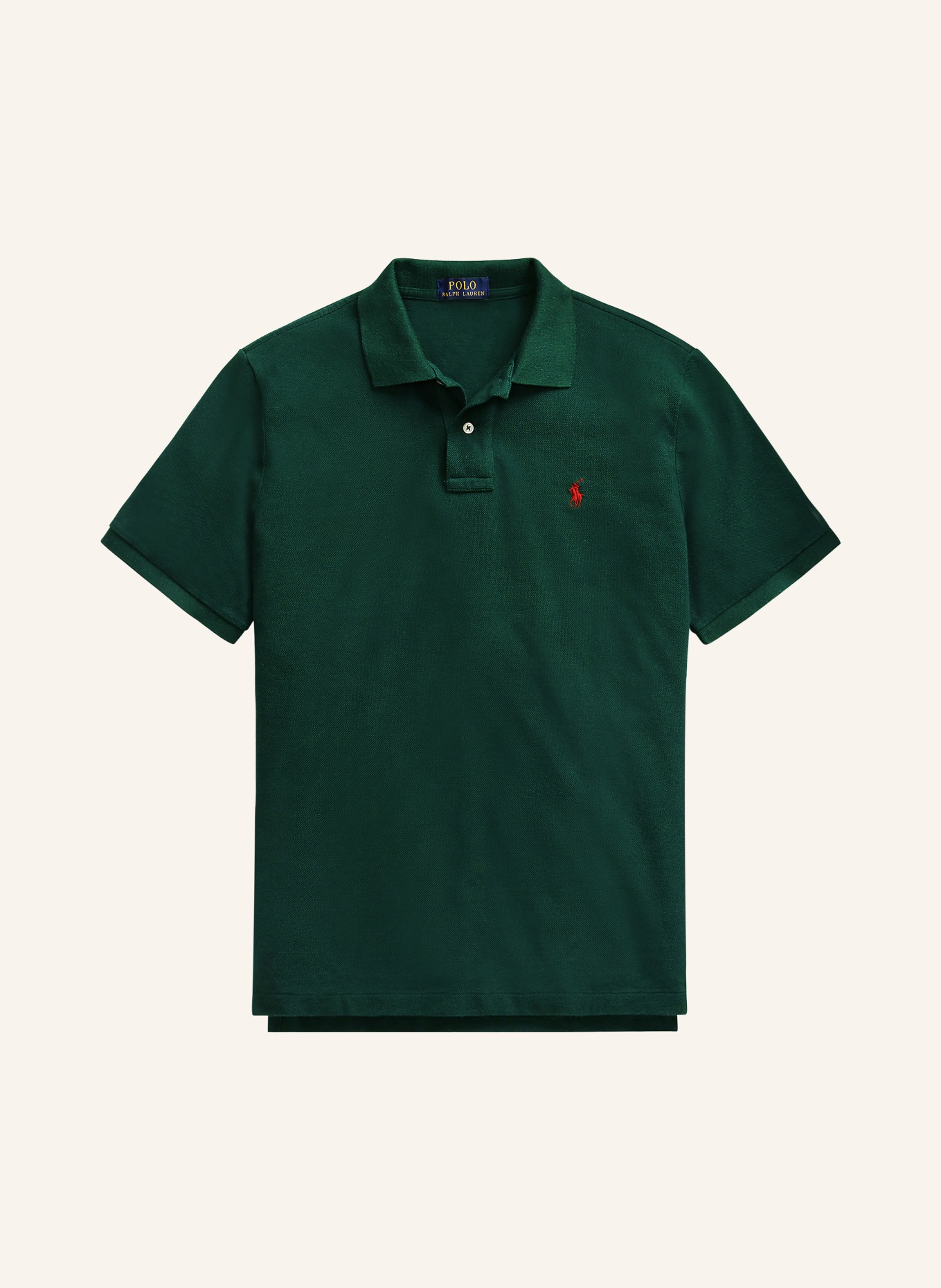 POLO RALPH LAUREN Piqué poloshirt slim fit: DONKERGROEN