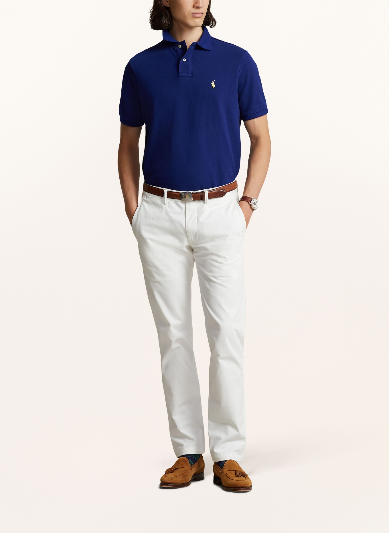 POLO RALPH LAUREN Piqué poloshirt slim fit: DONKERBLAUW