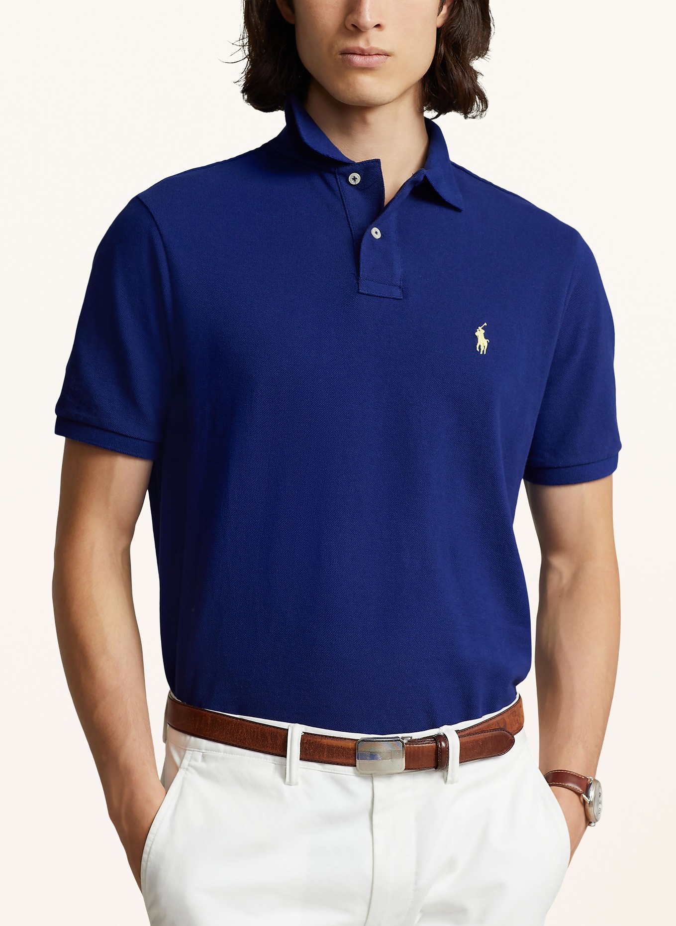 POLO RALPH LAUREN Piqué poloshirt slim fit: DONKERBLAUW