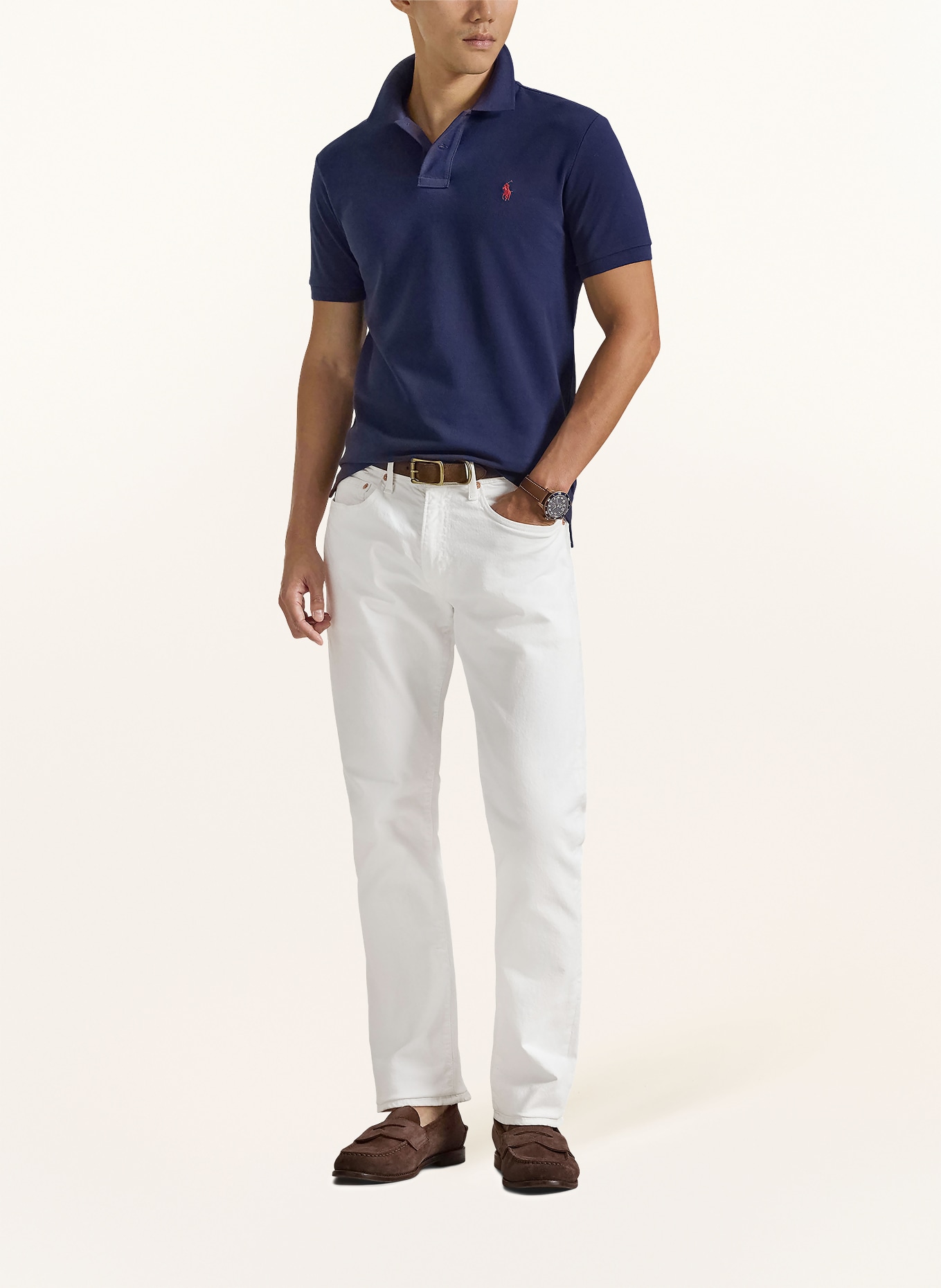 POLO RALPH LAUREN Piqué poloshirt slim fit: DONKERBLAUW