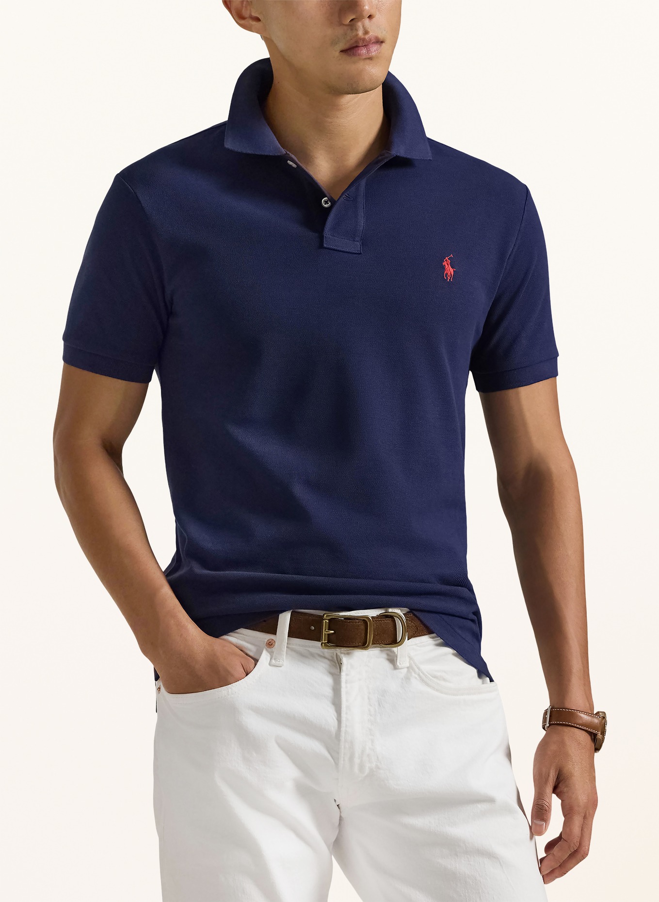 POLO RALPH LAUREN Piqué poloshirt slim fit: DONKERBLAUW